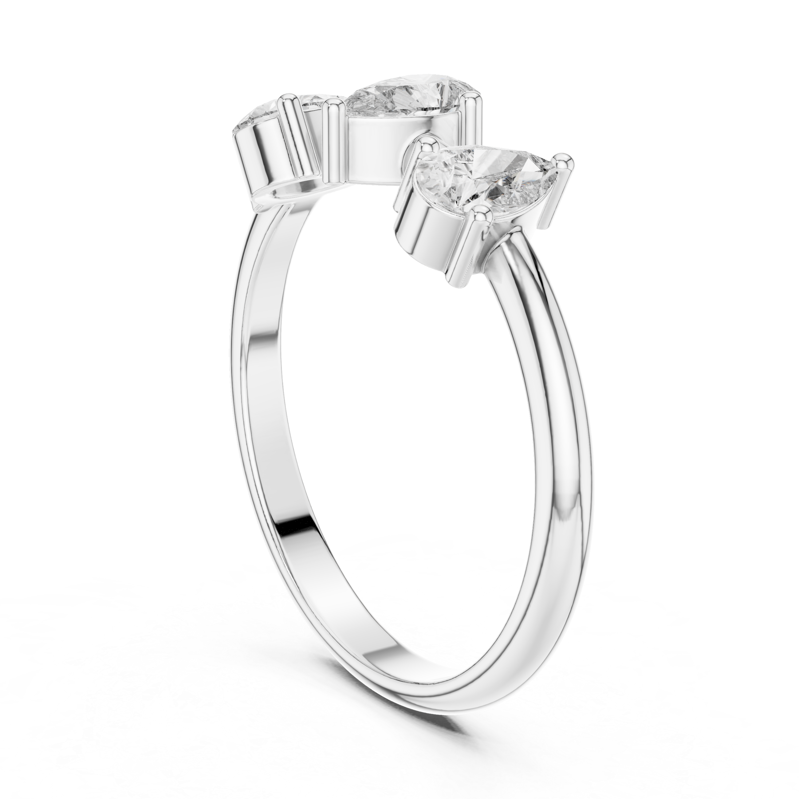 Three Stone Pear Diamond Ring – Modern Trilogy Engagement Ring
