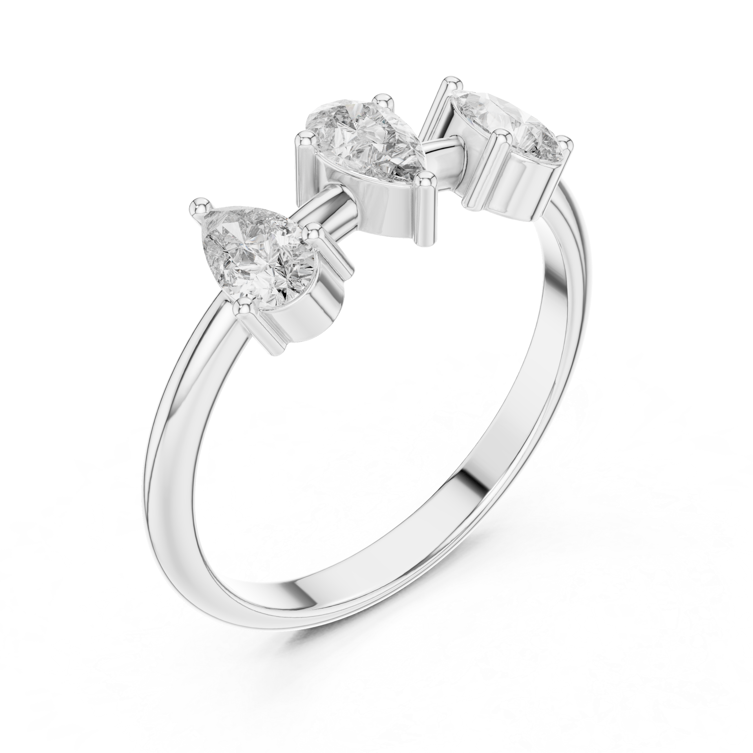 Three Stone Pear Diamond Ring – Modern Trilogy Engagement Ring