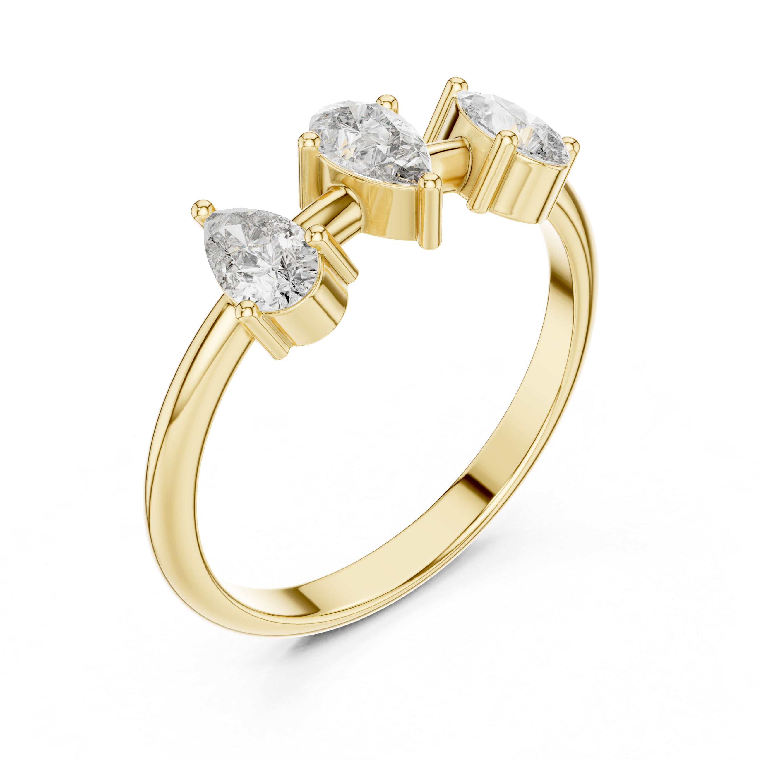 Three Stone Pear Diamond Ring – Modern Trilogy Engagement Ring