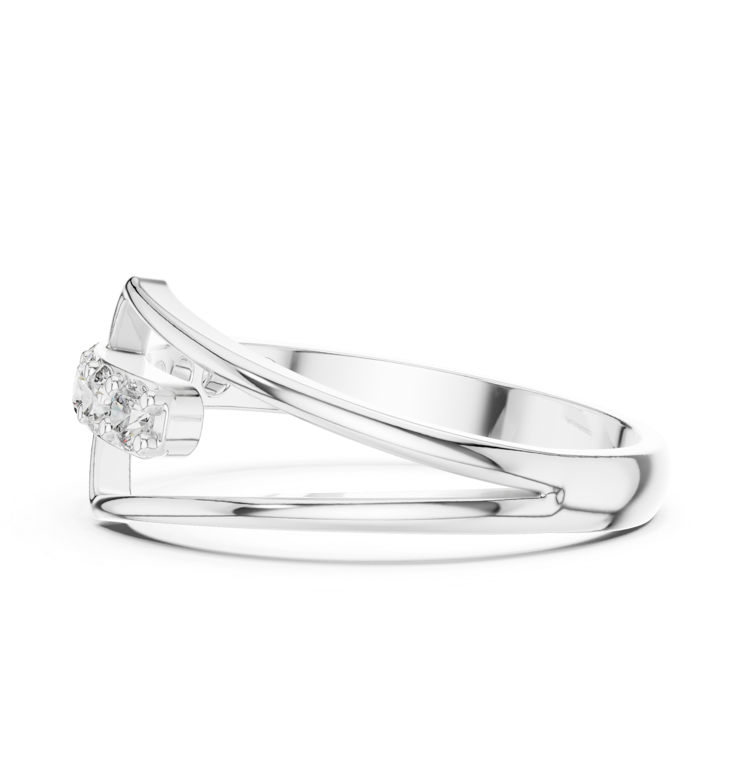 Geometric Open Chevron Diamond Ring – Modern Pavé Statement Ring