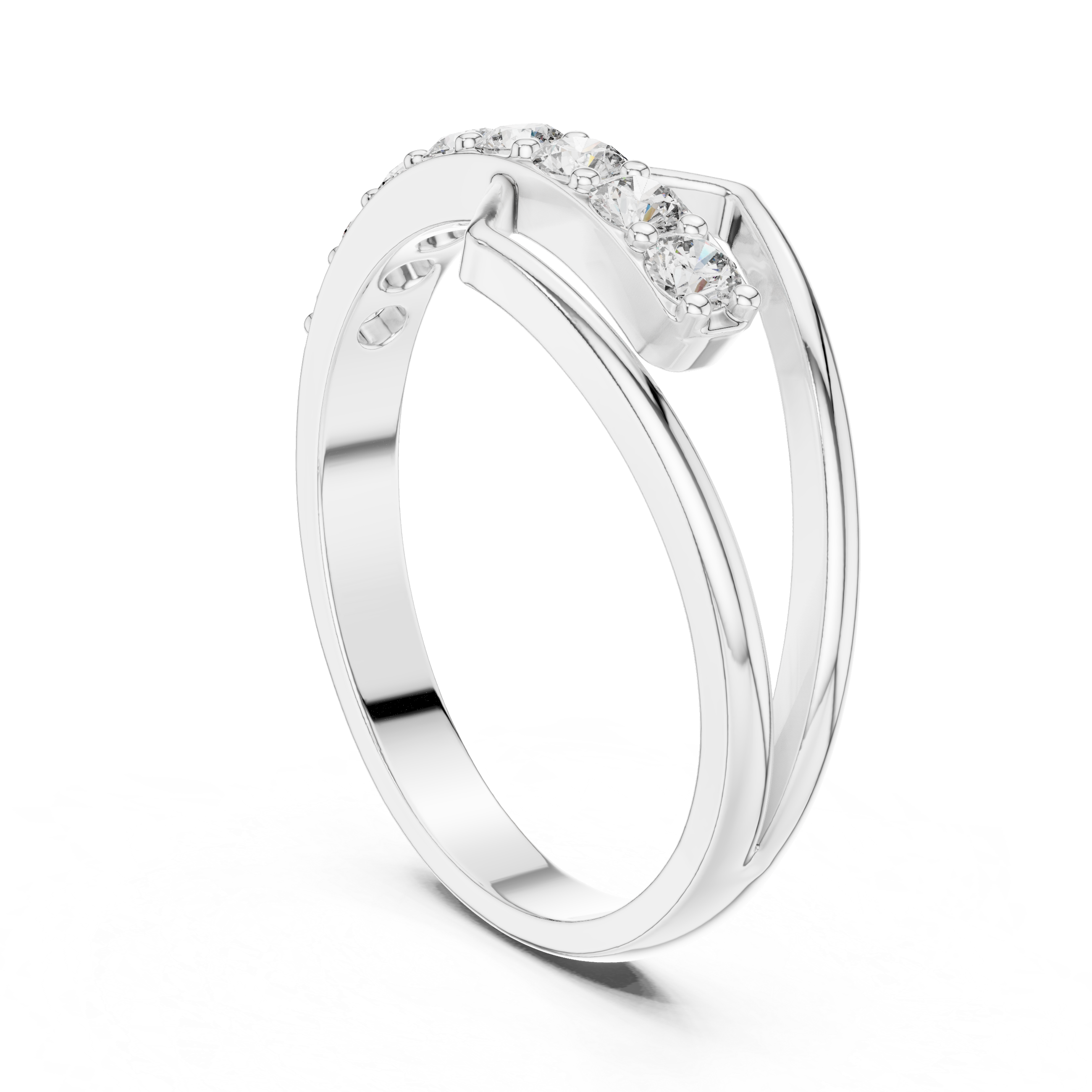 Geometric Open Chevron Diamond Ring – Modern Pavé Statement Ring