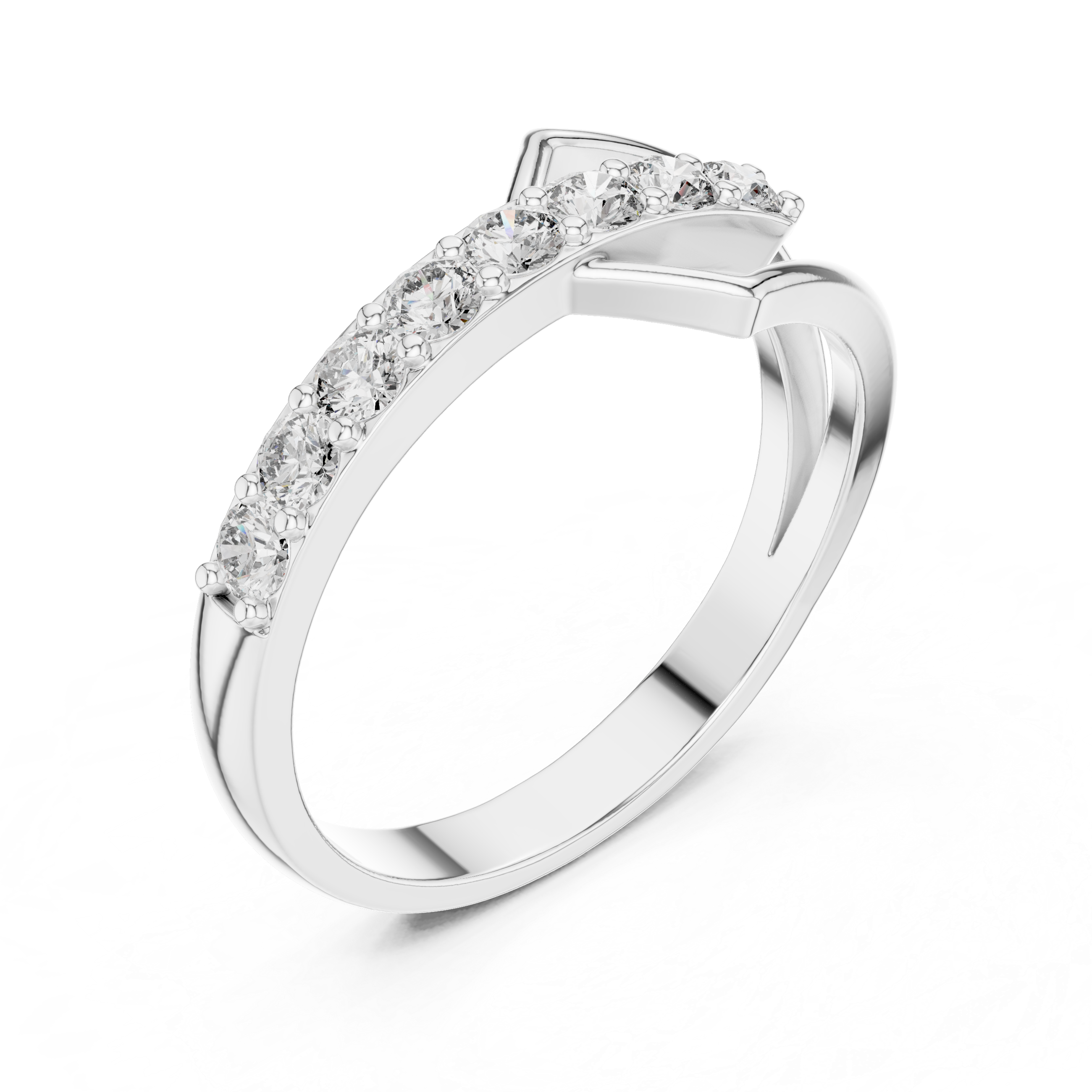 Geometric Open Chevron Diamond Ring – Modern Pavé Statement Ring