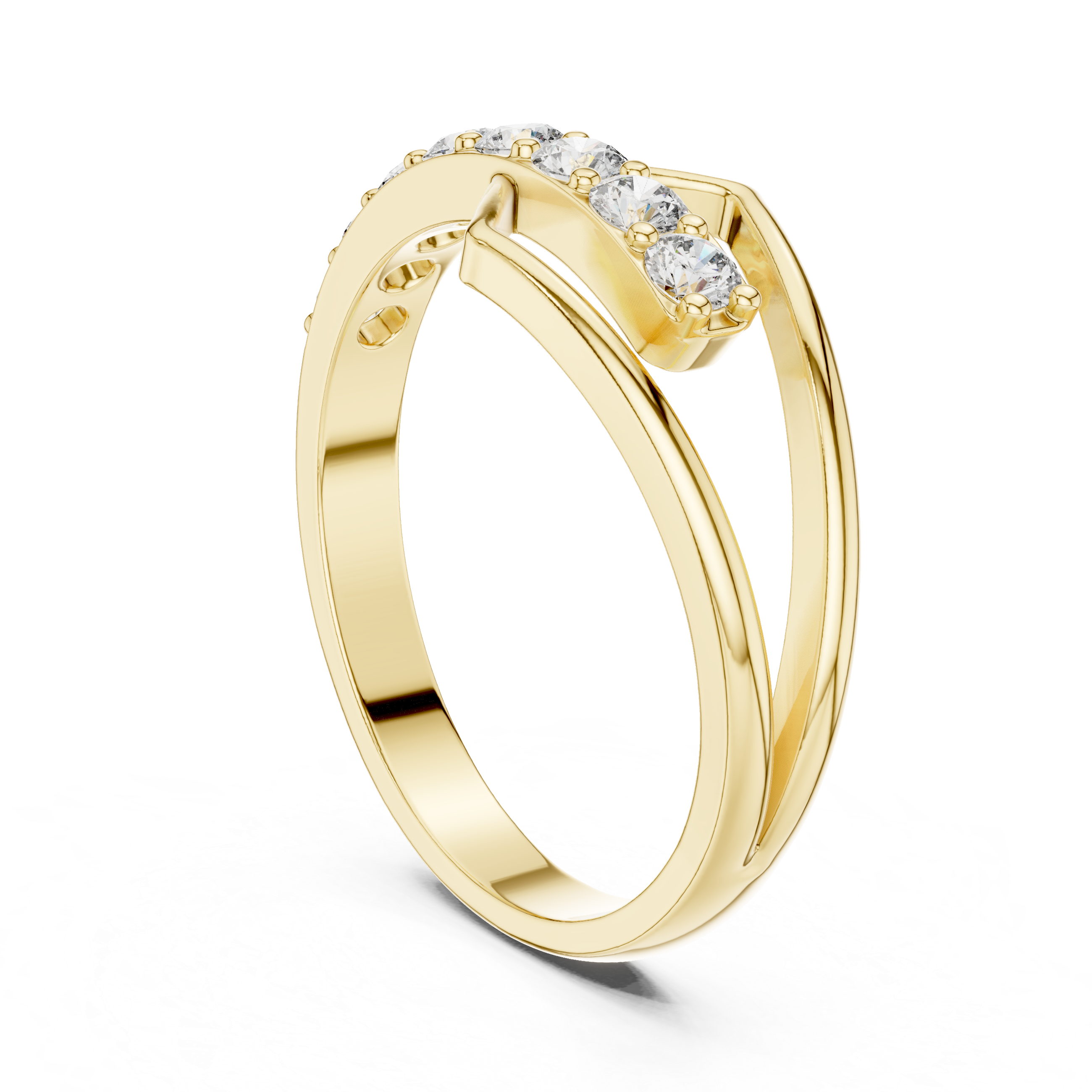 Geometric Open Chevron Diamond Ring – Modern Pavé Statement Ring