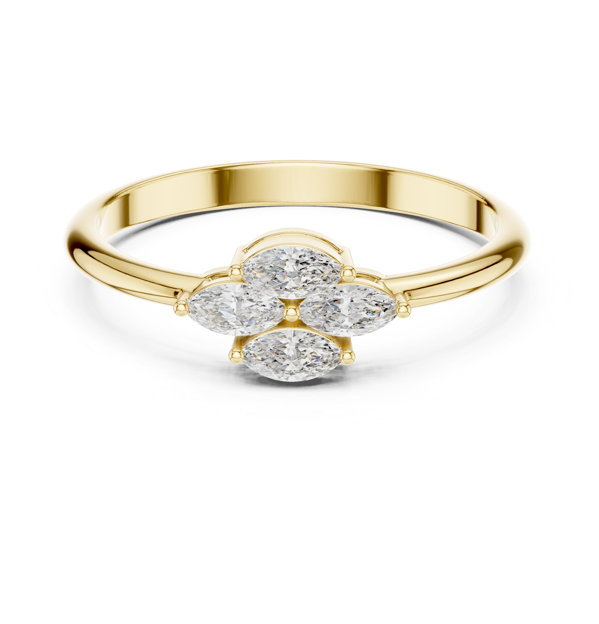 Four Marquise Diamond Cluster Ring – Floral Inspired Minimalist Ring