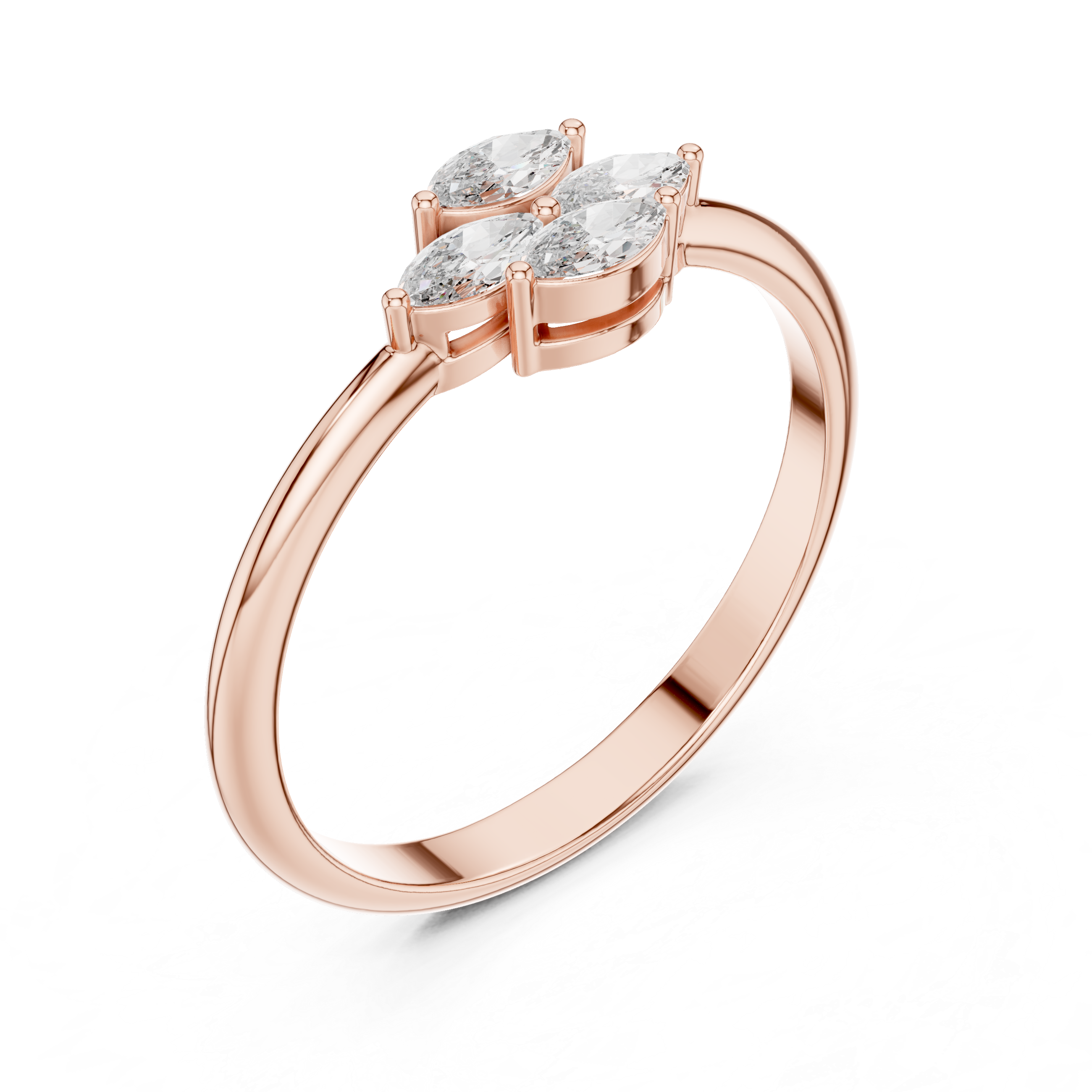 Four Marquise Diamond Cluster Ring – Floral Inspired Minimalist Ring