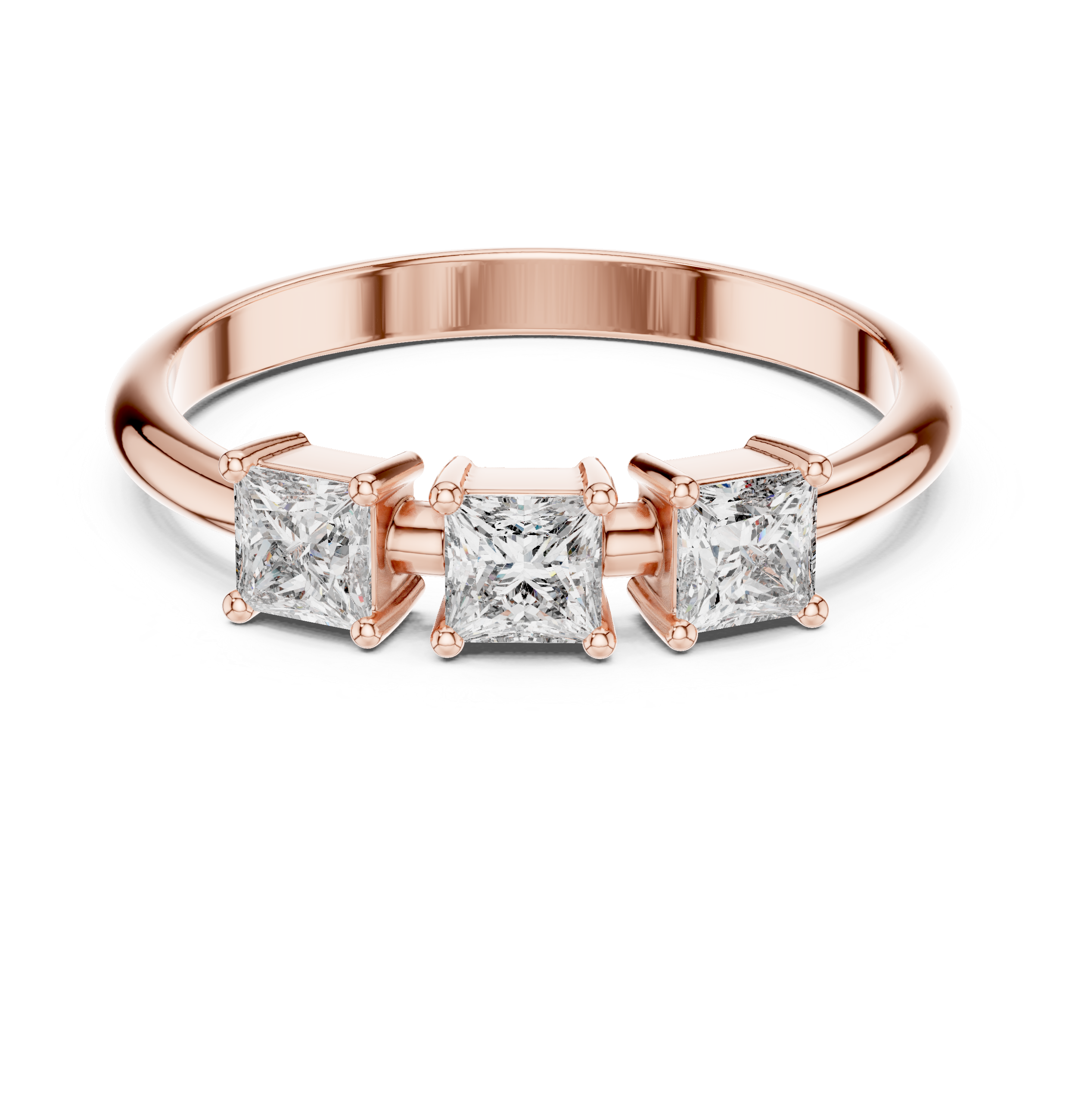Three Stone Princess Cut Diamond Ring – Modern Trilogy Engagement Ring
