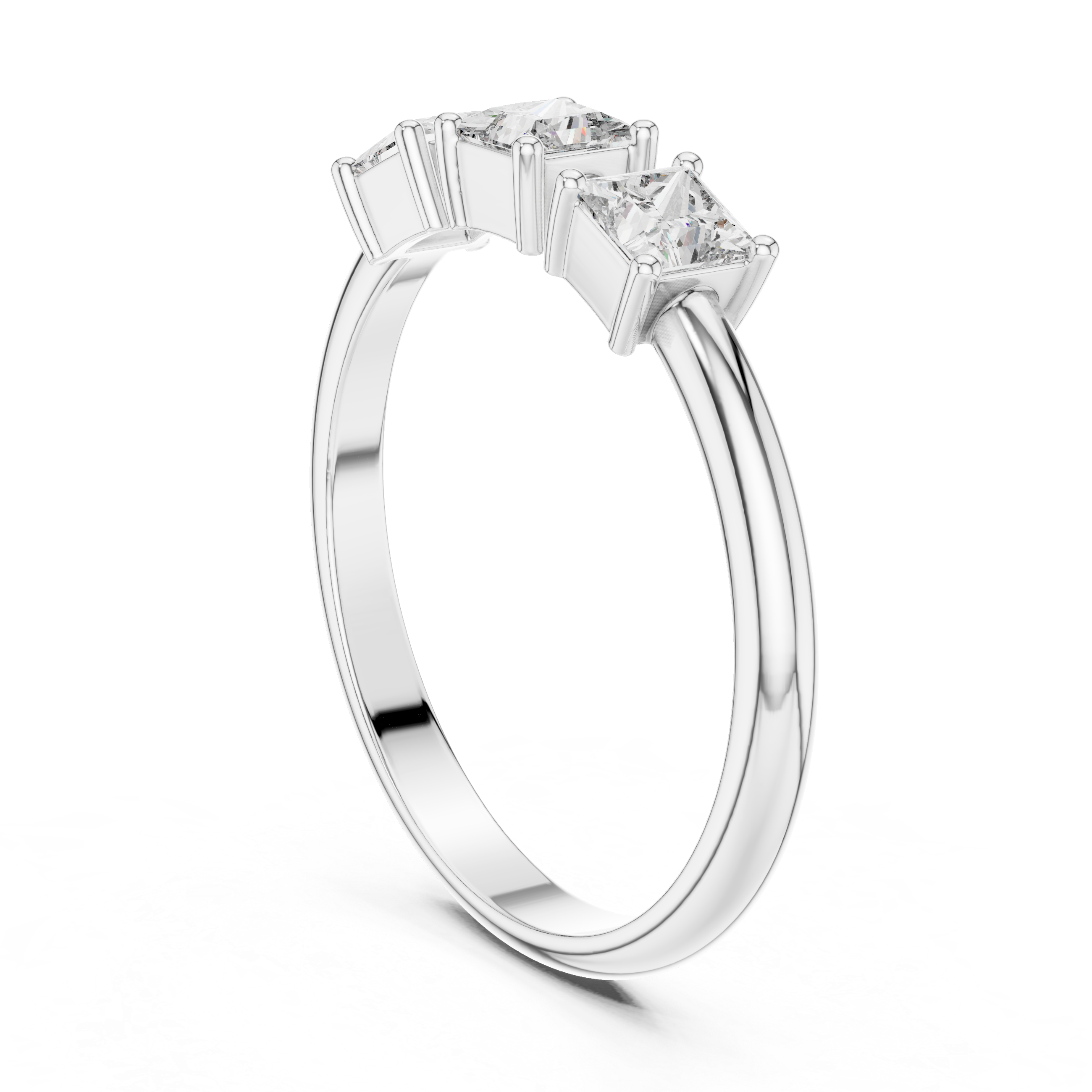 Three Stone Princess Cut Diamond Ring – Modern Trilogy Engagement Ring
