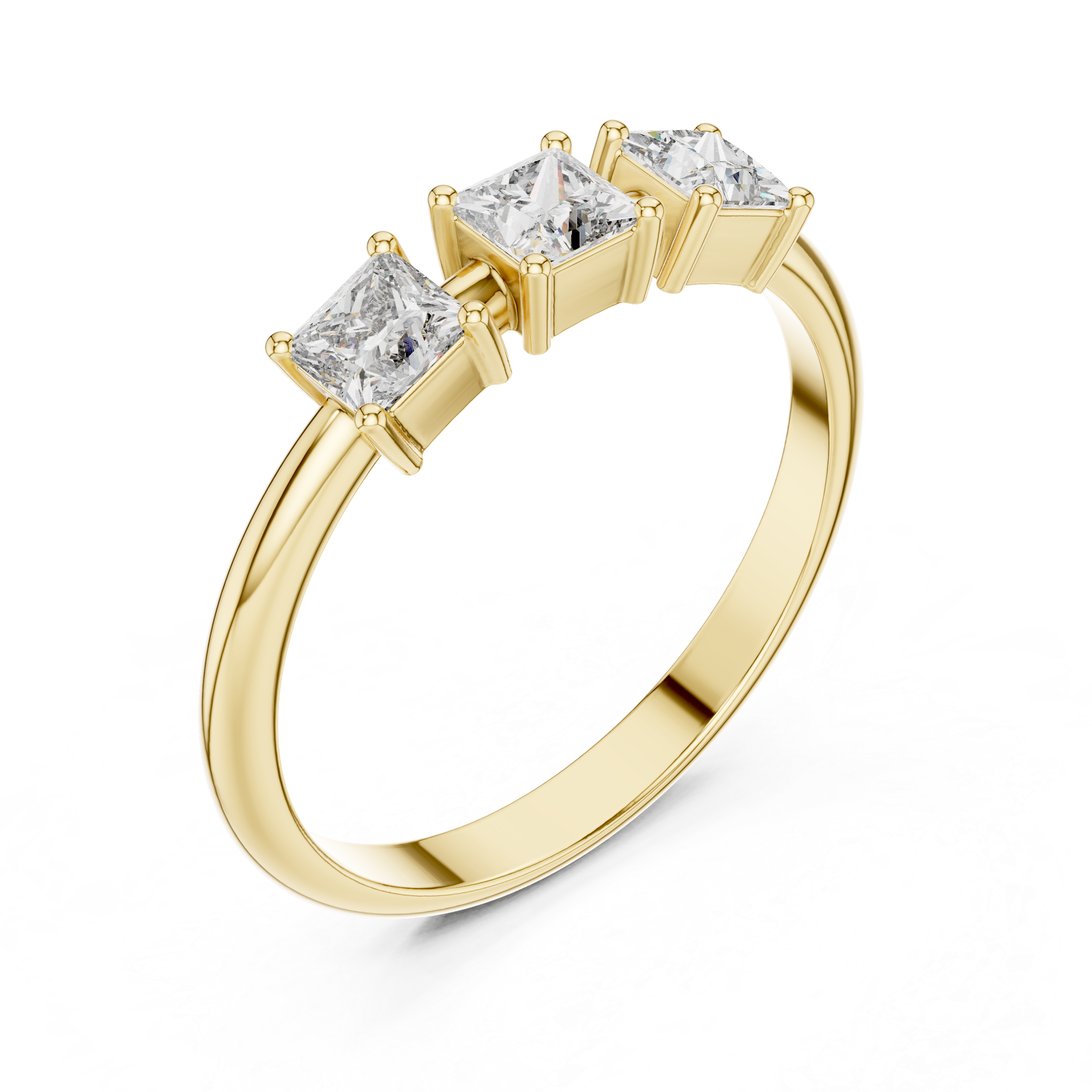 Three Stone Princess Cut Diamond Ring – Modern Trilogy Engagement Ring
