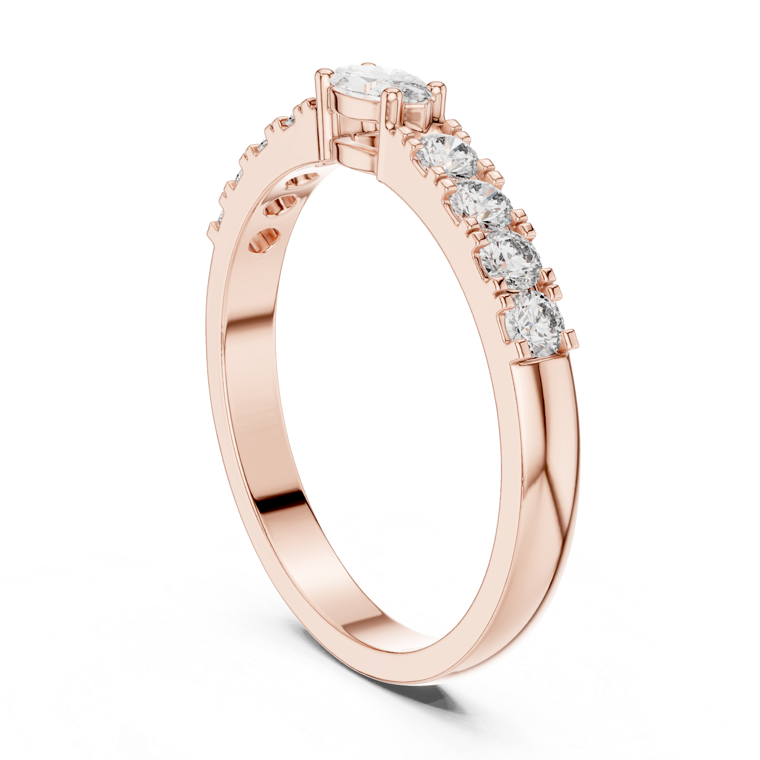 Marquise Cut Diamond Promise Ring with Pavé Accent Band