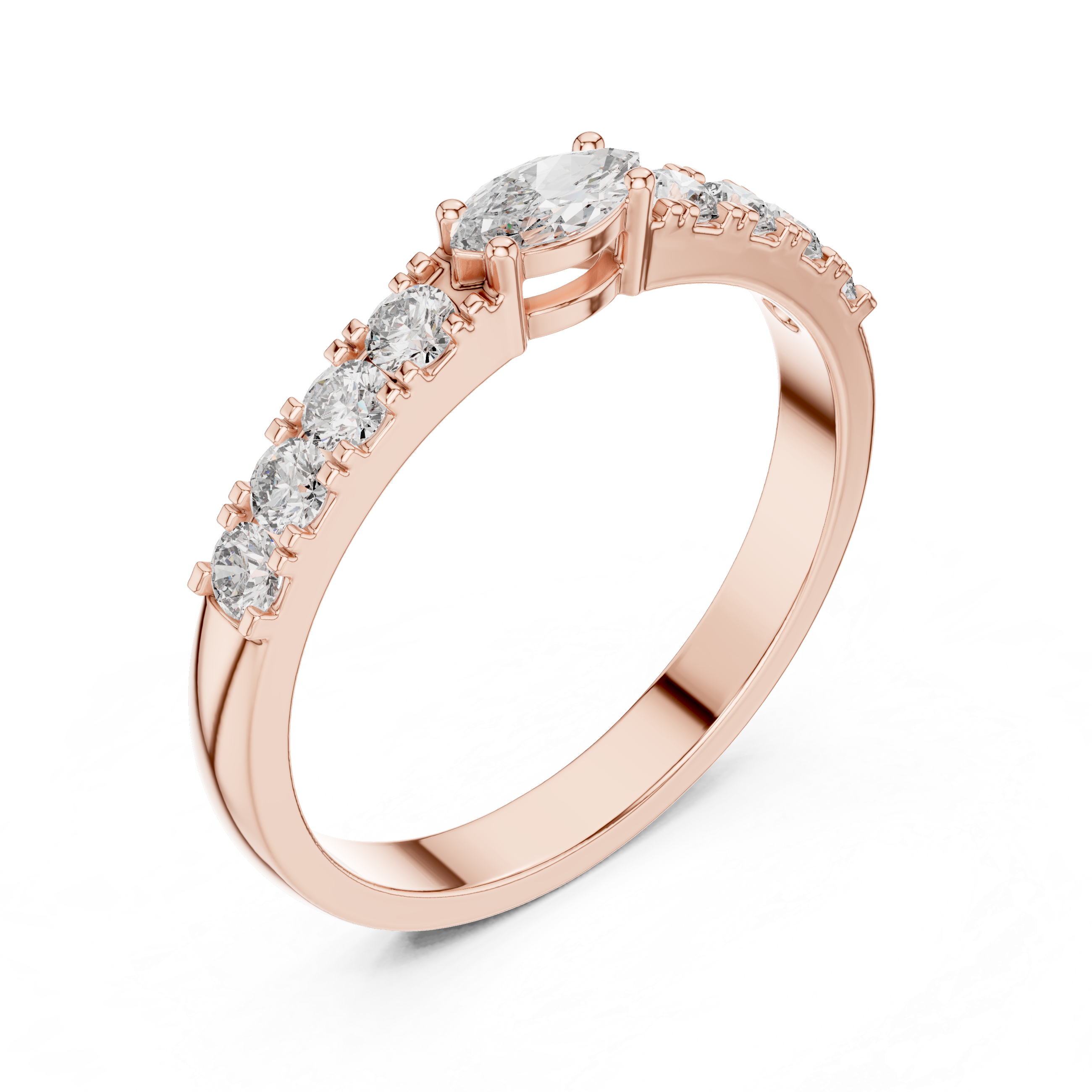 Marquise Cut Diamond Promise Ring with Pavé Accent Band
