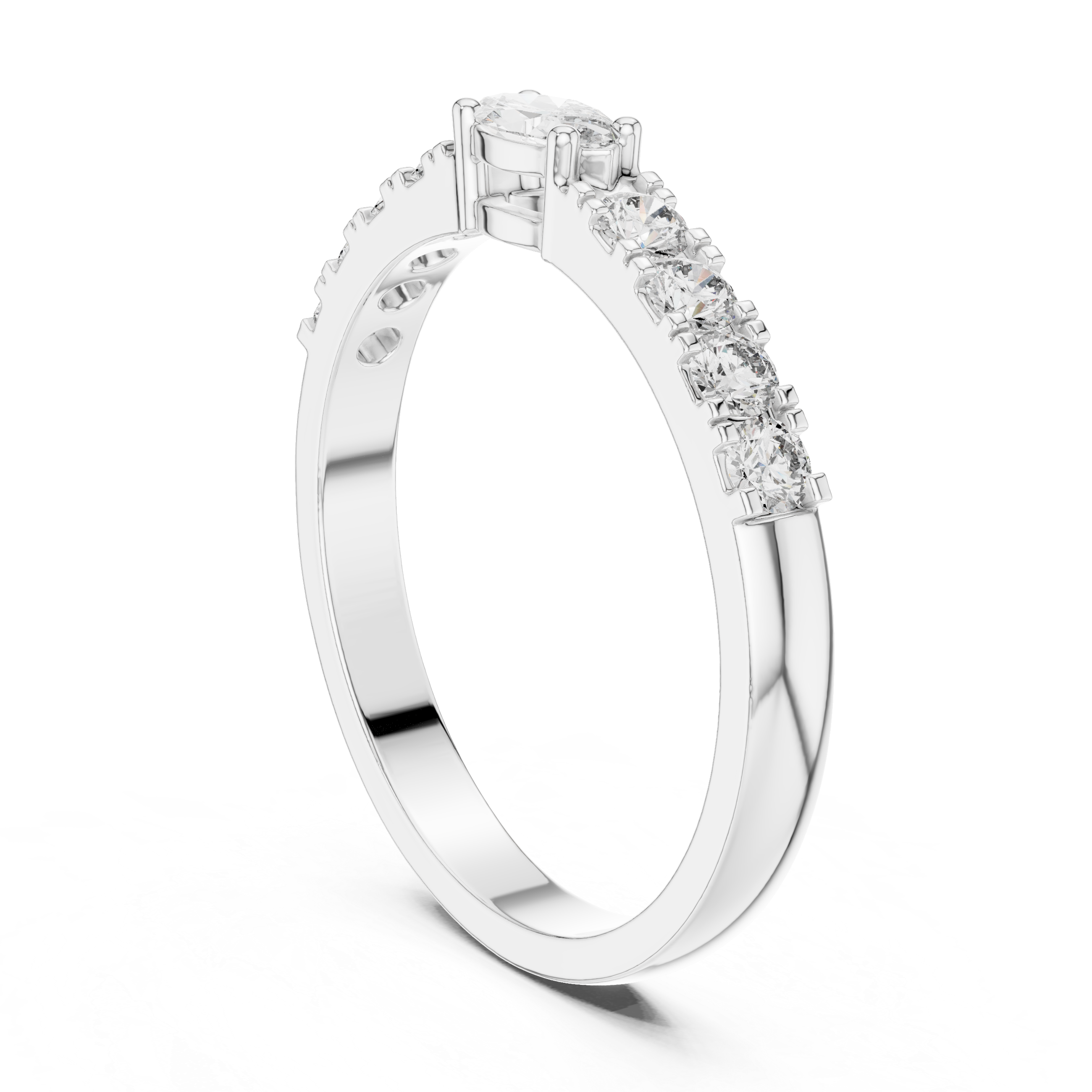 Marquise Cut Diamond Promise Ring with Pavé Accent Band