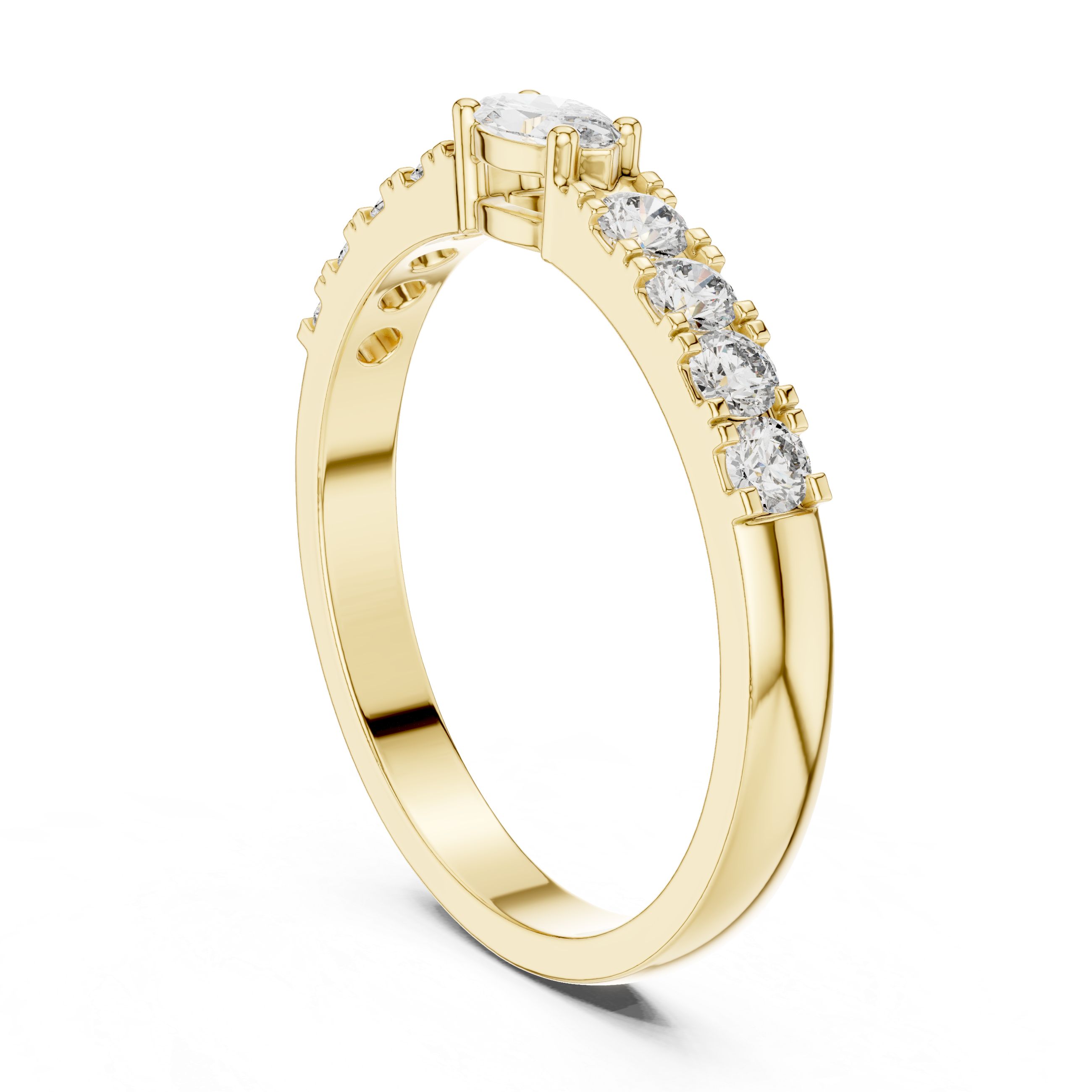 Marquise Cut Diamond Promise Ring with Pavé Accent Band