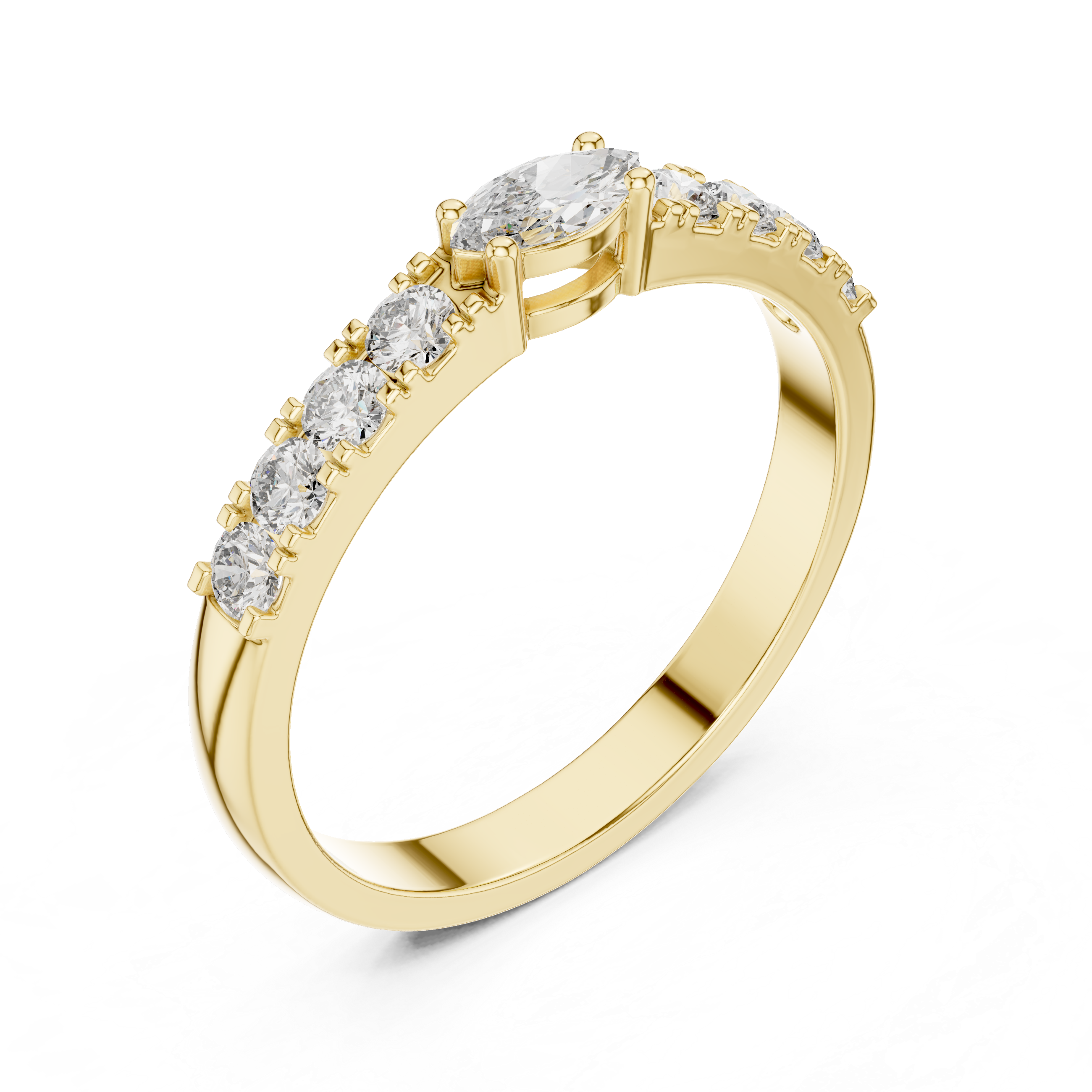 Marquise Cut Diamond Promise Ring with Pavé Accent Band
