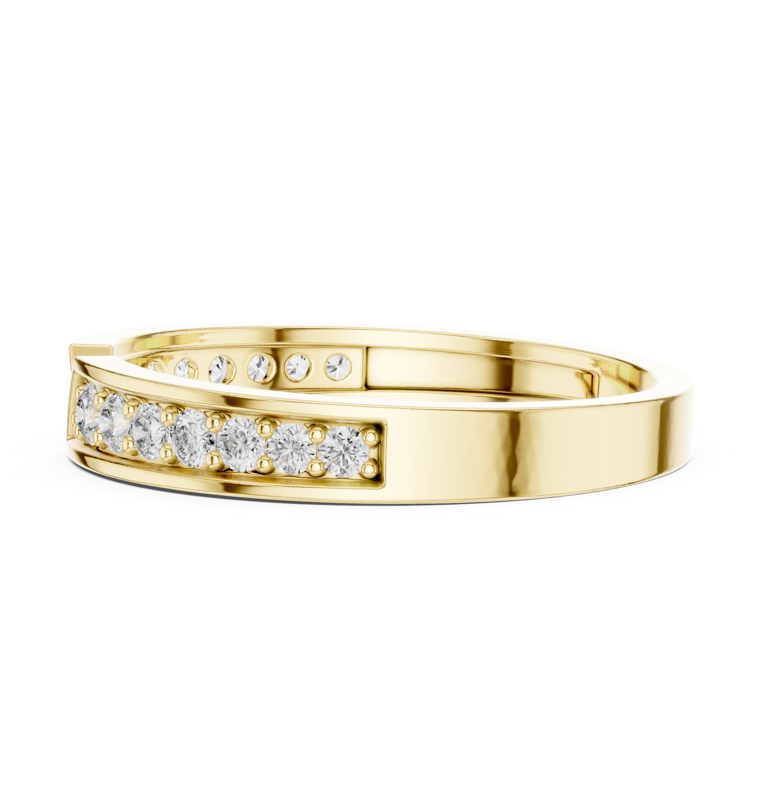 Modern Open Gap Diamond Band Ring – Geometric Pavé Diamond Minimalist Ring