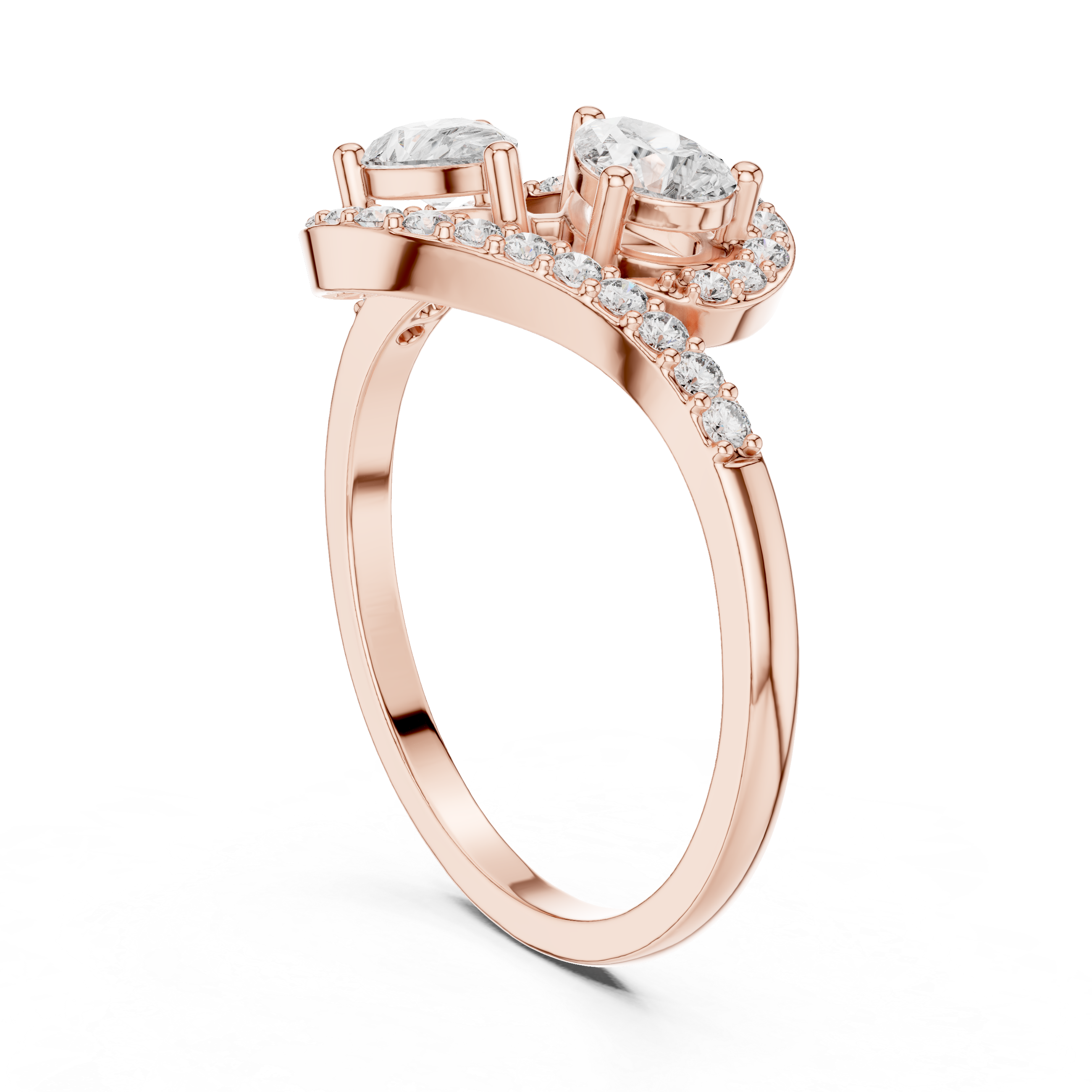 Double Pear Diamond Bypass Ring – Nature Inspired Open Wrap Statement Ring