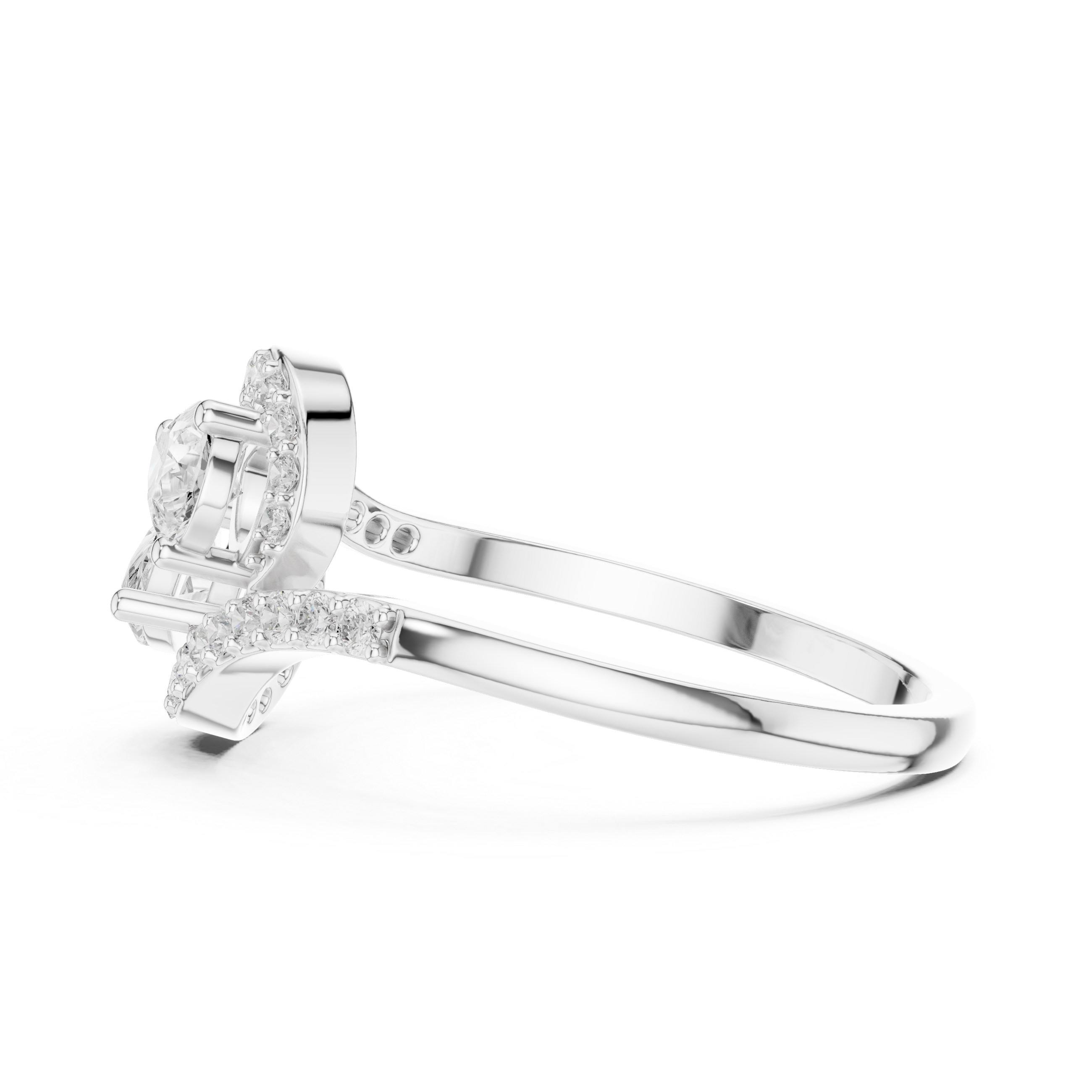 Double Pear Diamond Bypass Ring – Nature Inspired Open Wrap Statement Ring