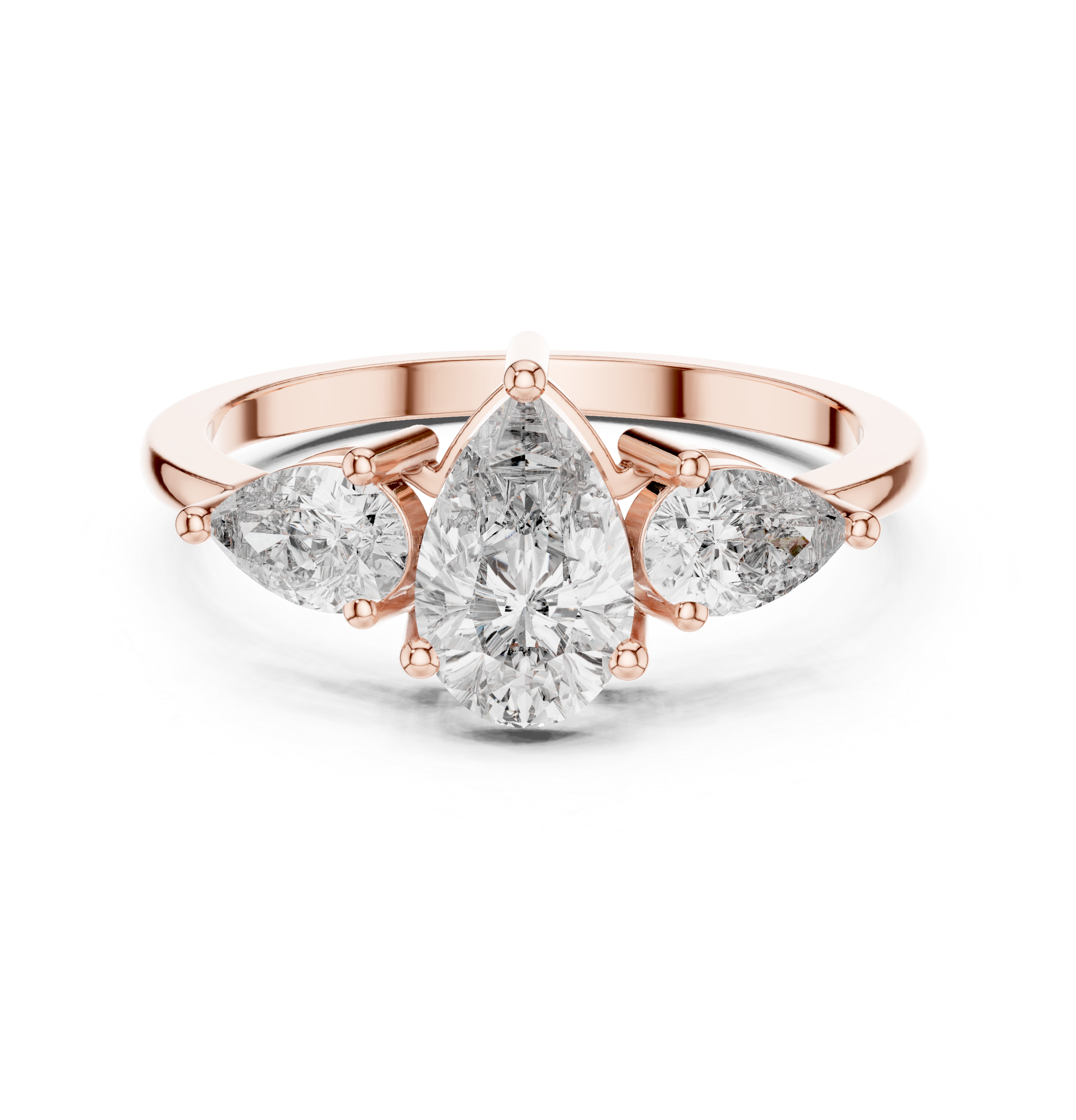 Pear Three Stone Engagement Ring – Elegant Teardrop Diamond Trilogy Ring