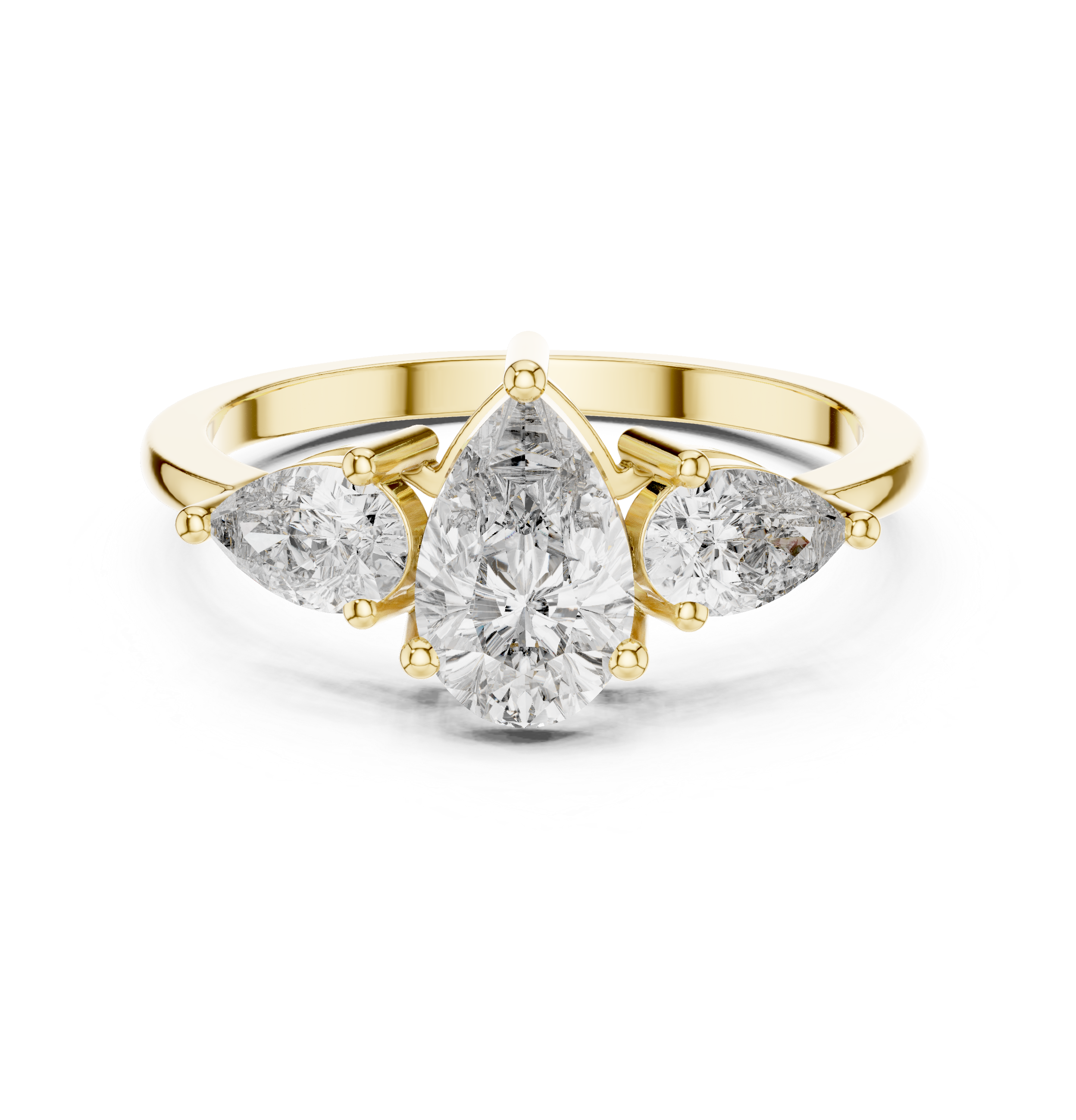 Pear Three Stone Engagement Ring – Elegant Teardrop Diamond Trilogy Ring