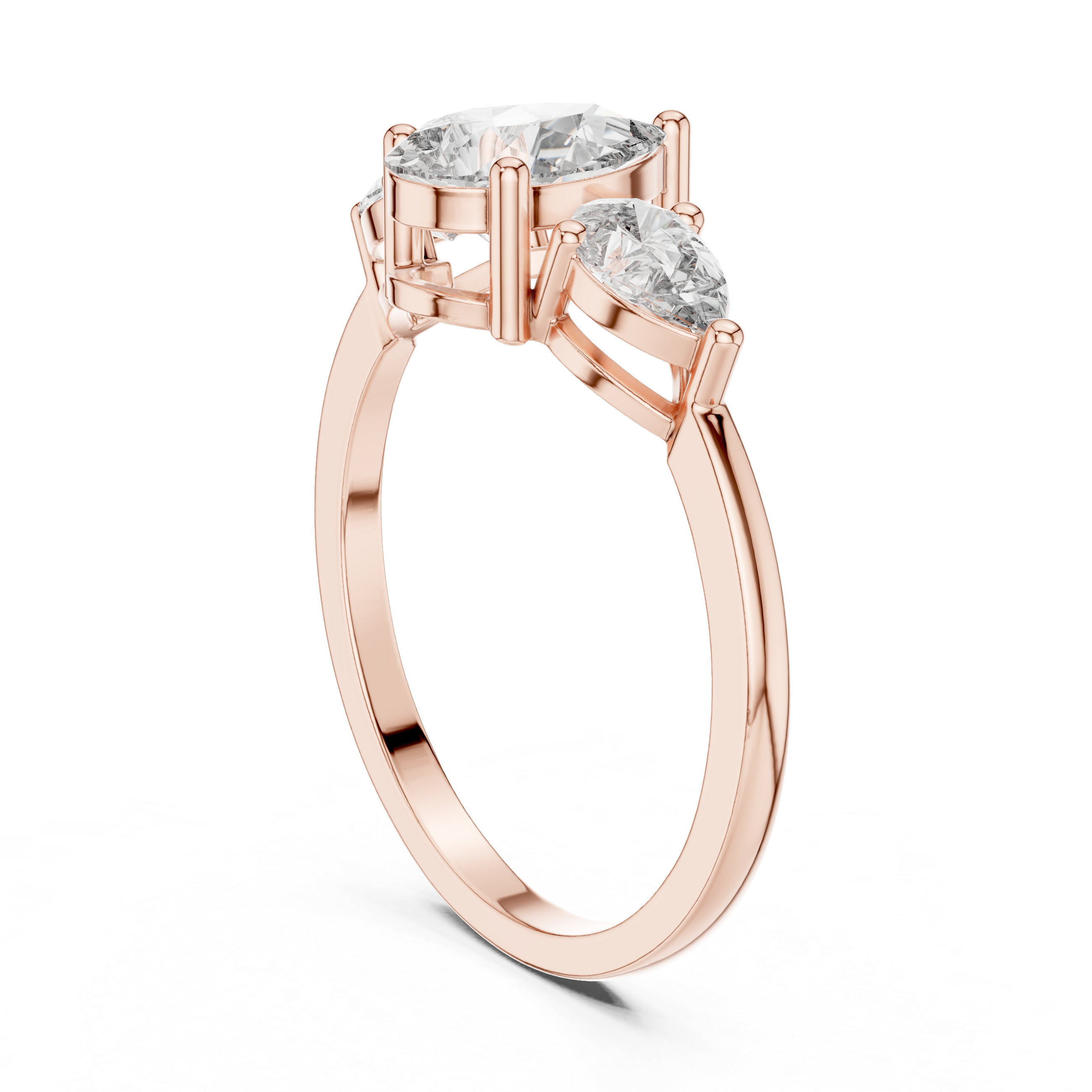 Pear Three Stone Engagement Ring – Elegant Teardrop Diamond Trilogy Ring