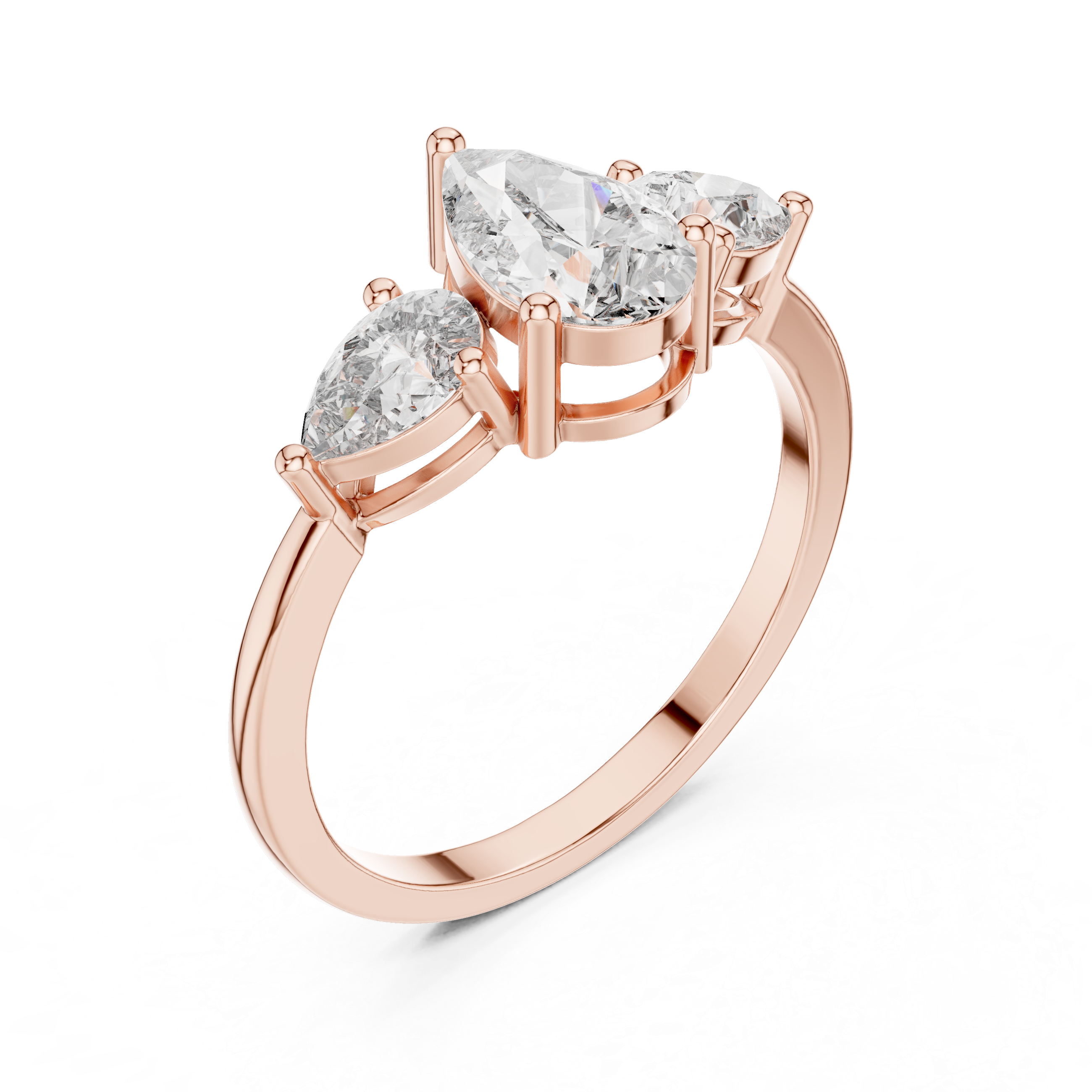 Pear Three Stone Engagement Ring – Elegant Teardrop Diamond Trilogy Ring