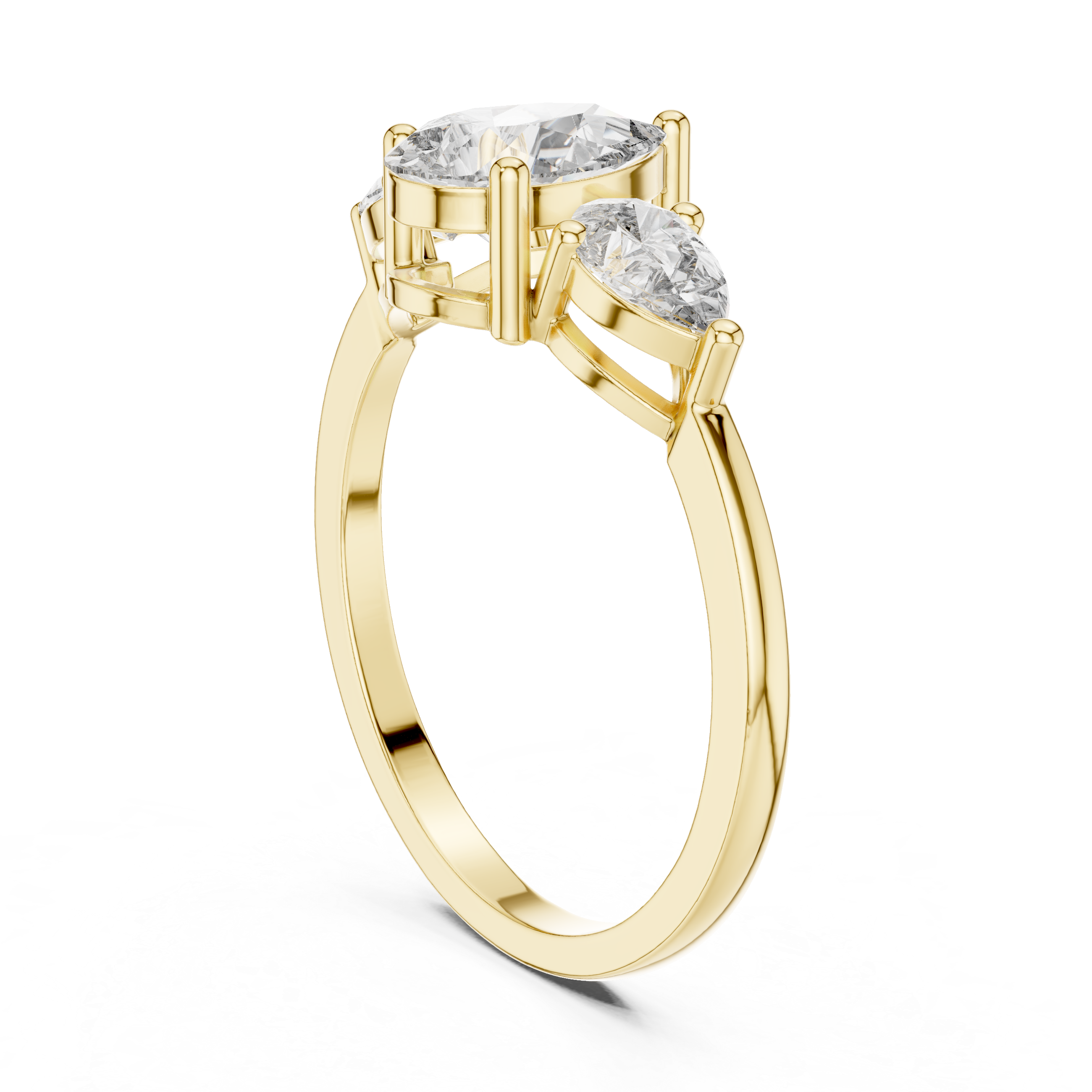 Pear Three Stone Engagement Ring – Elegant Teardrop Diamond Trilogy Ring