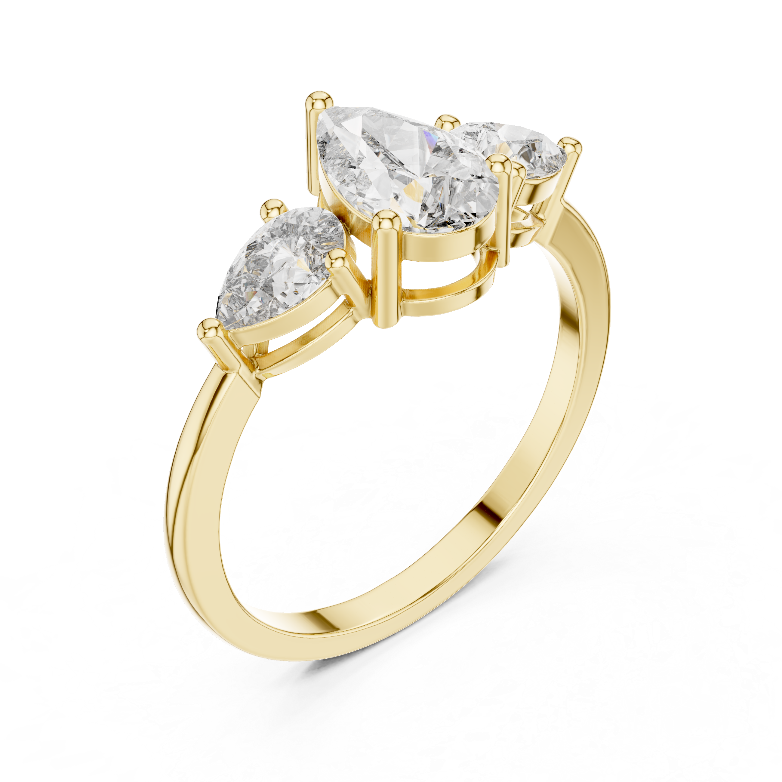 Pear Three Stone Engagement Ring – Elegant Teardrop Diamond Trilogy Ring