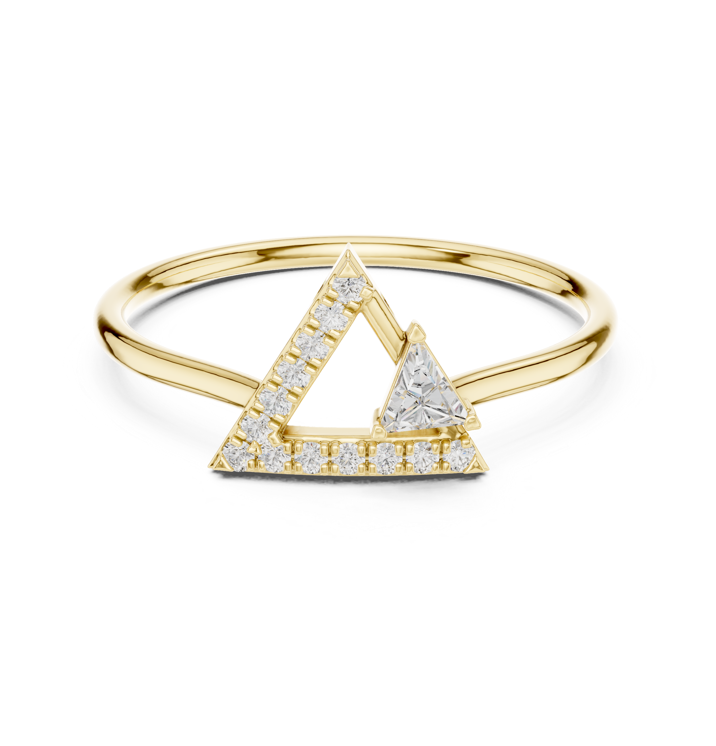 Triangle Diamond Geometric Ring – Modern Minimalist Art Deco Ring