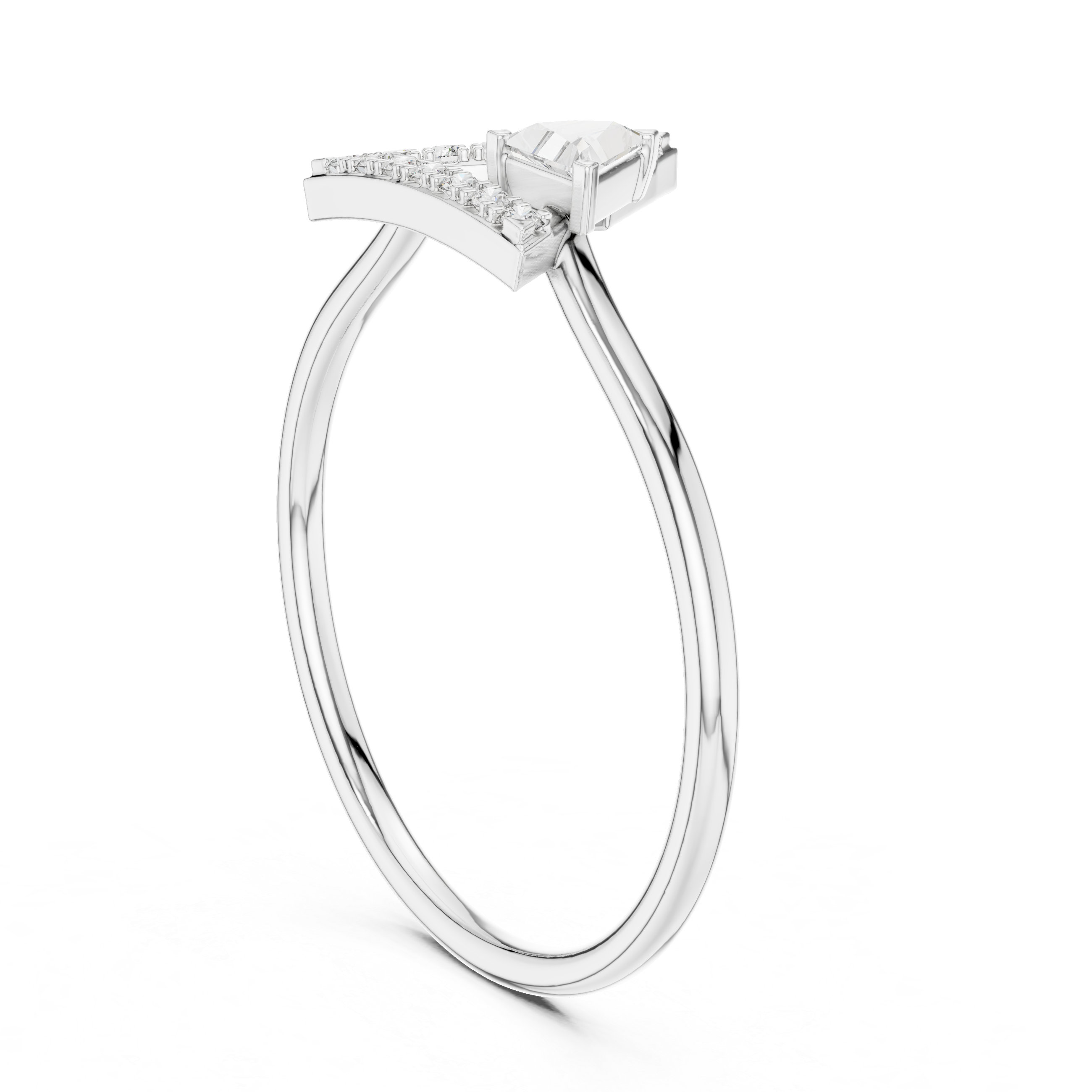 Triangle Diamond Geometric Ring – Modern Minimalist Art Deco Ring