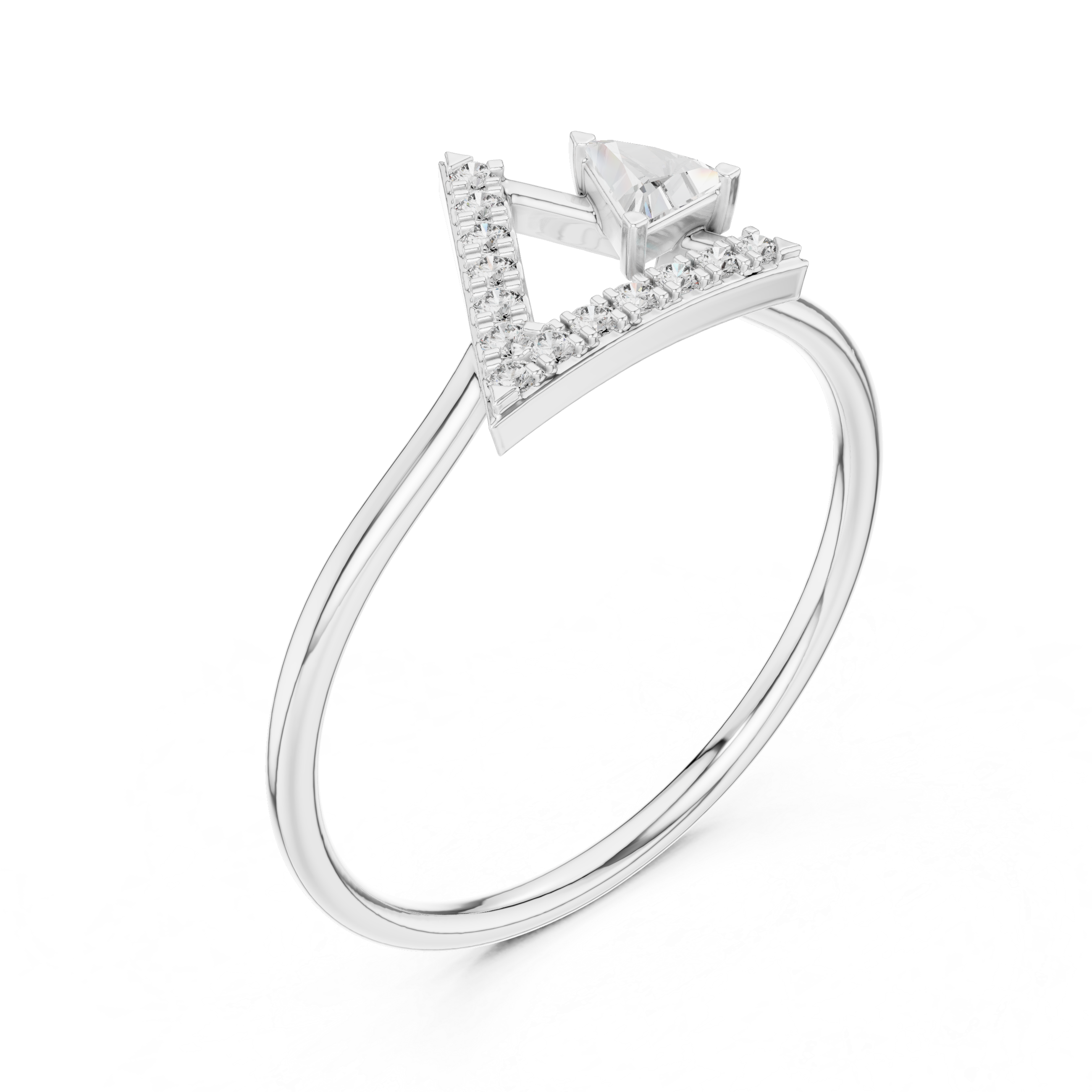 Triangle Diamond Geometric Ring – Modern Minimalist Art Deco Ring