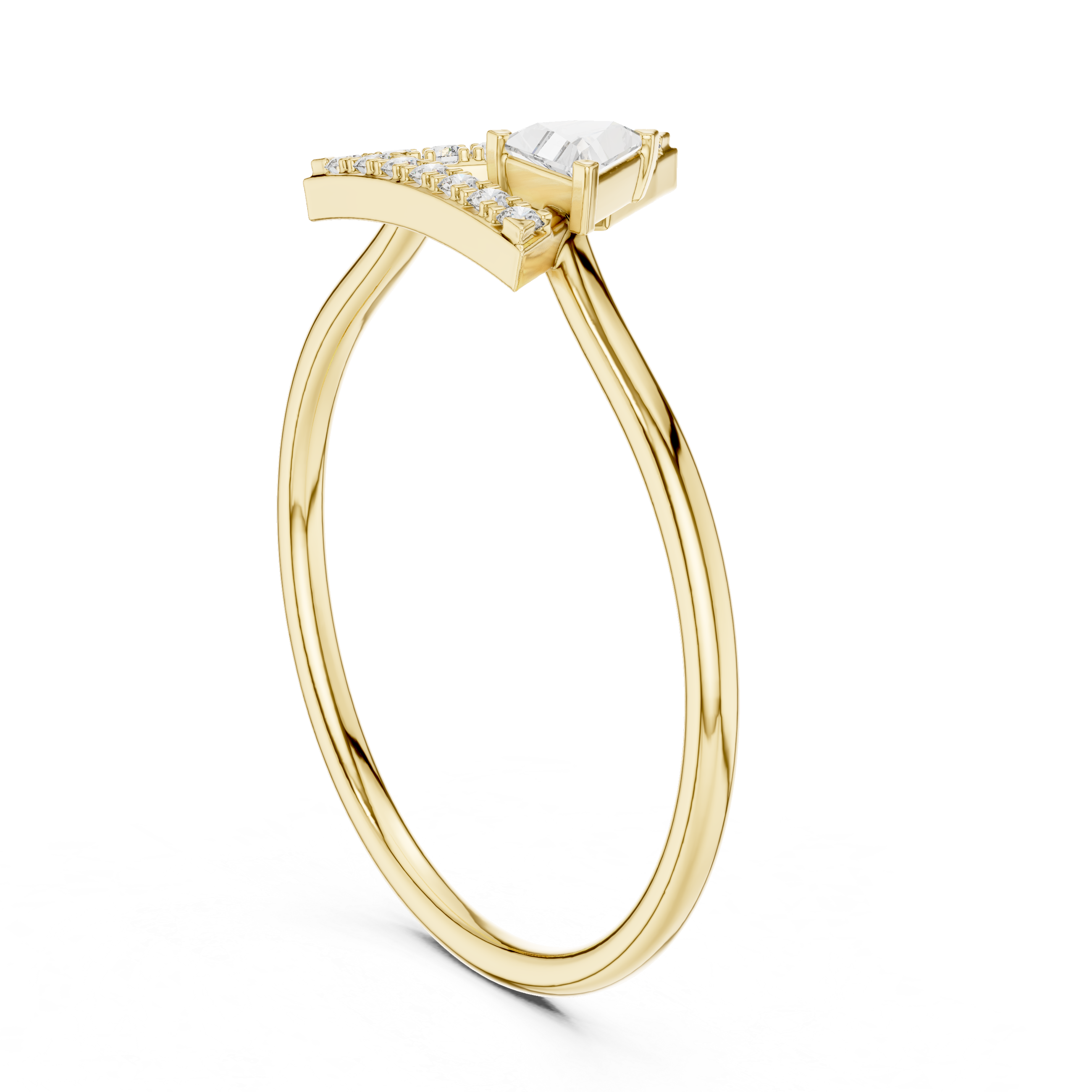 Triangle Diamond Geometric Ring – Modern Minimalist Art Deco Ring