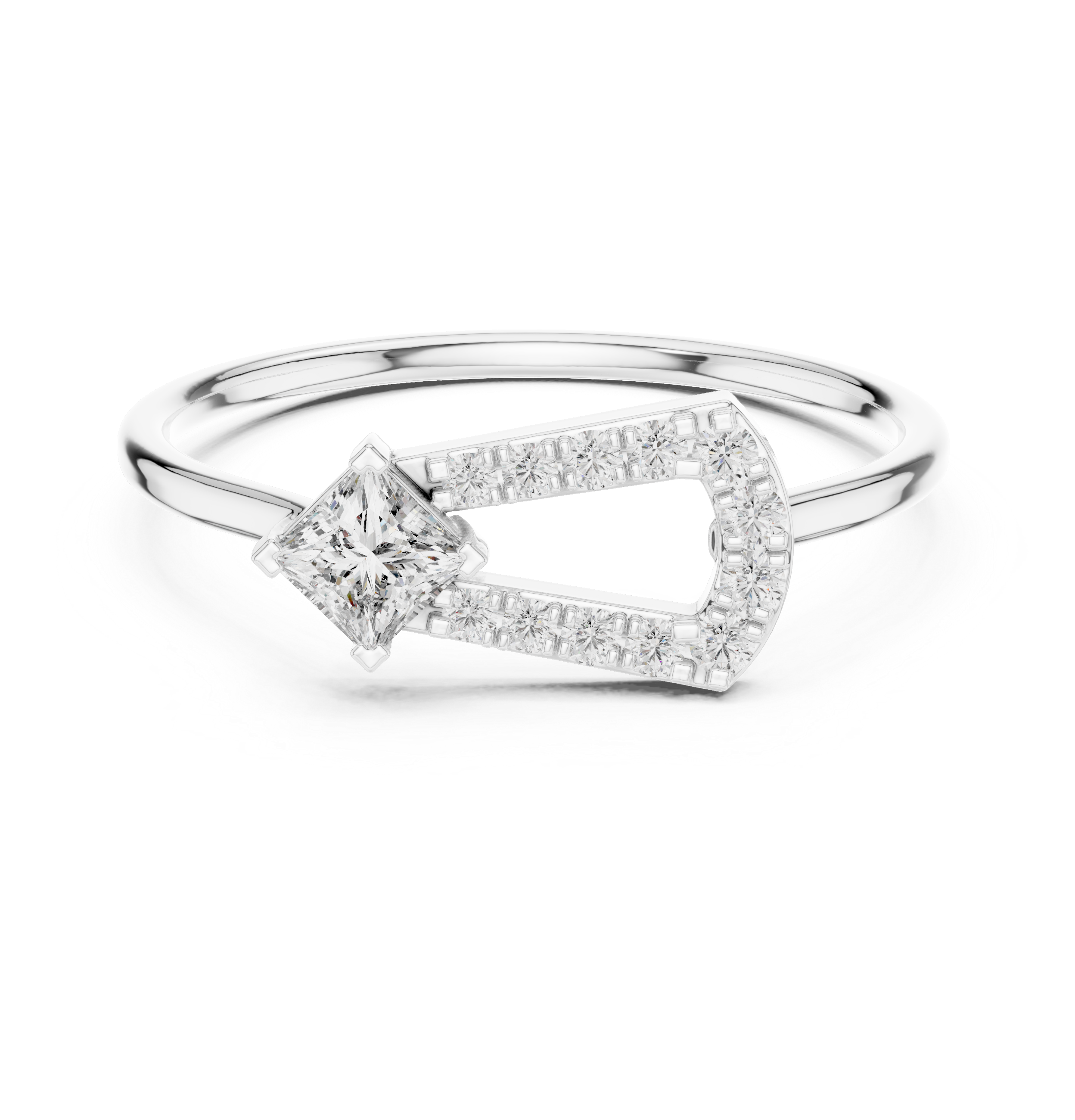 Princess Cut Diamond Open Geometric Ring – Modern Art Deco Statement Ring