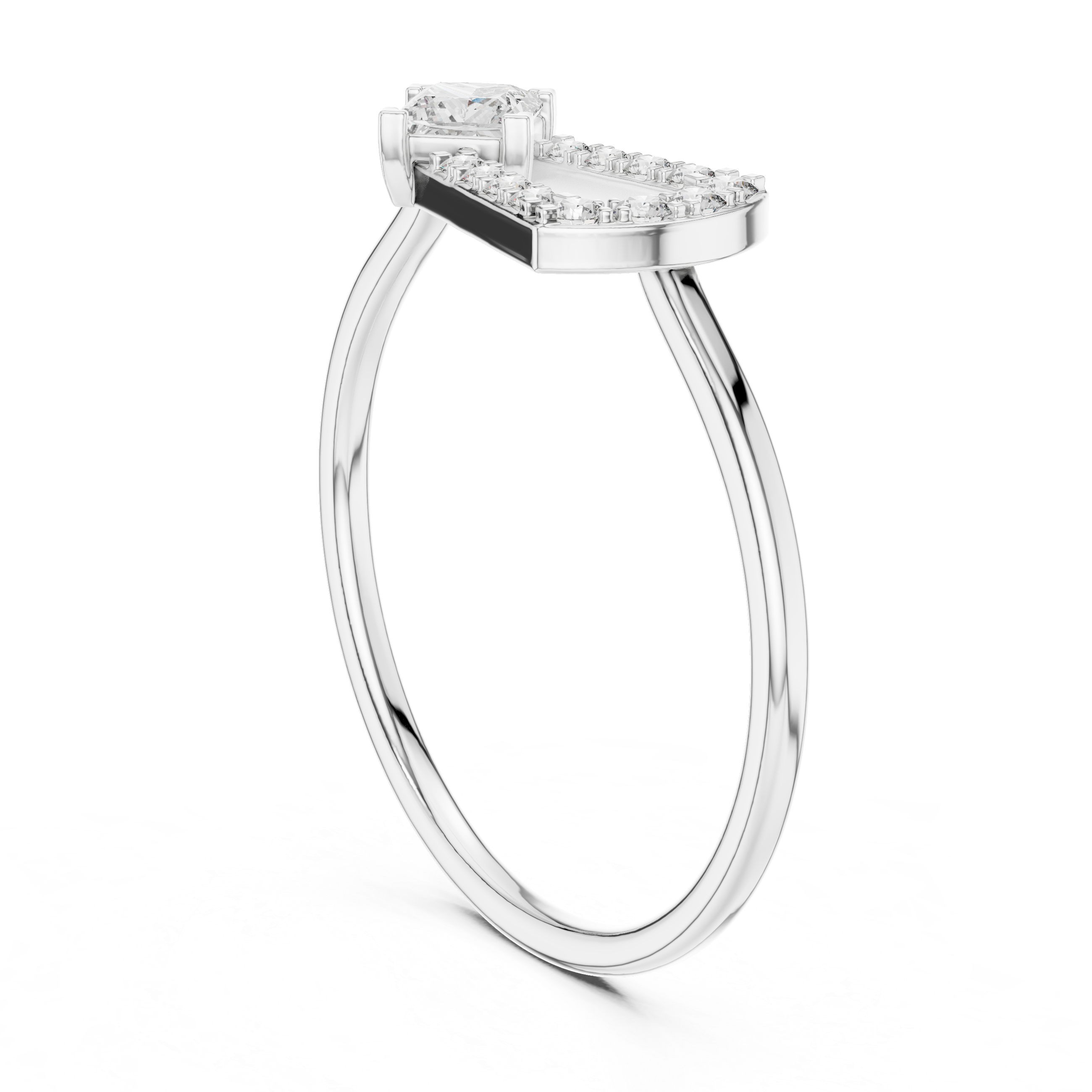 Princess Cut Diamond Open Geometric Ring – Modern Art Deco Statement Ring
