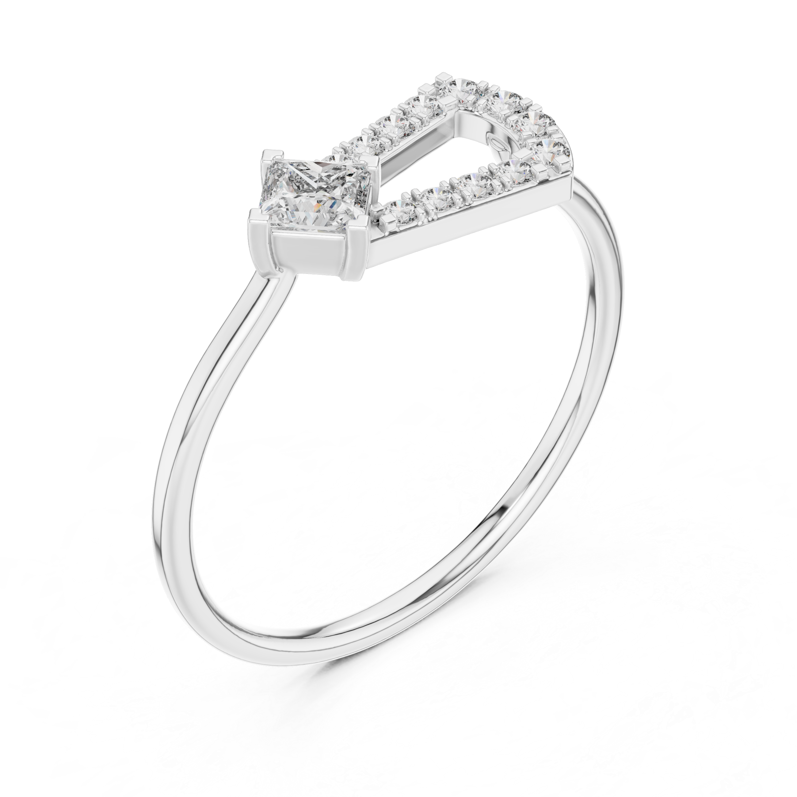 Princess Cut Diamond Open Geometric Ring – Modern Art Deco Statement Ring