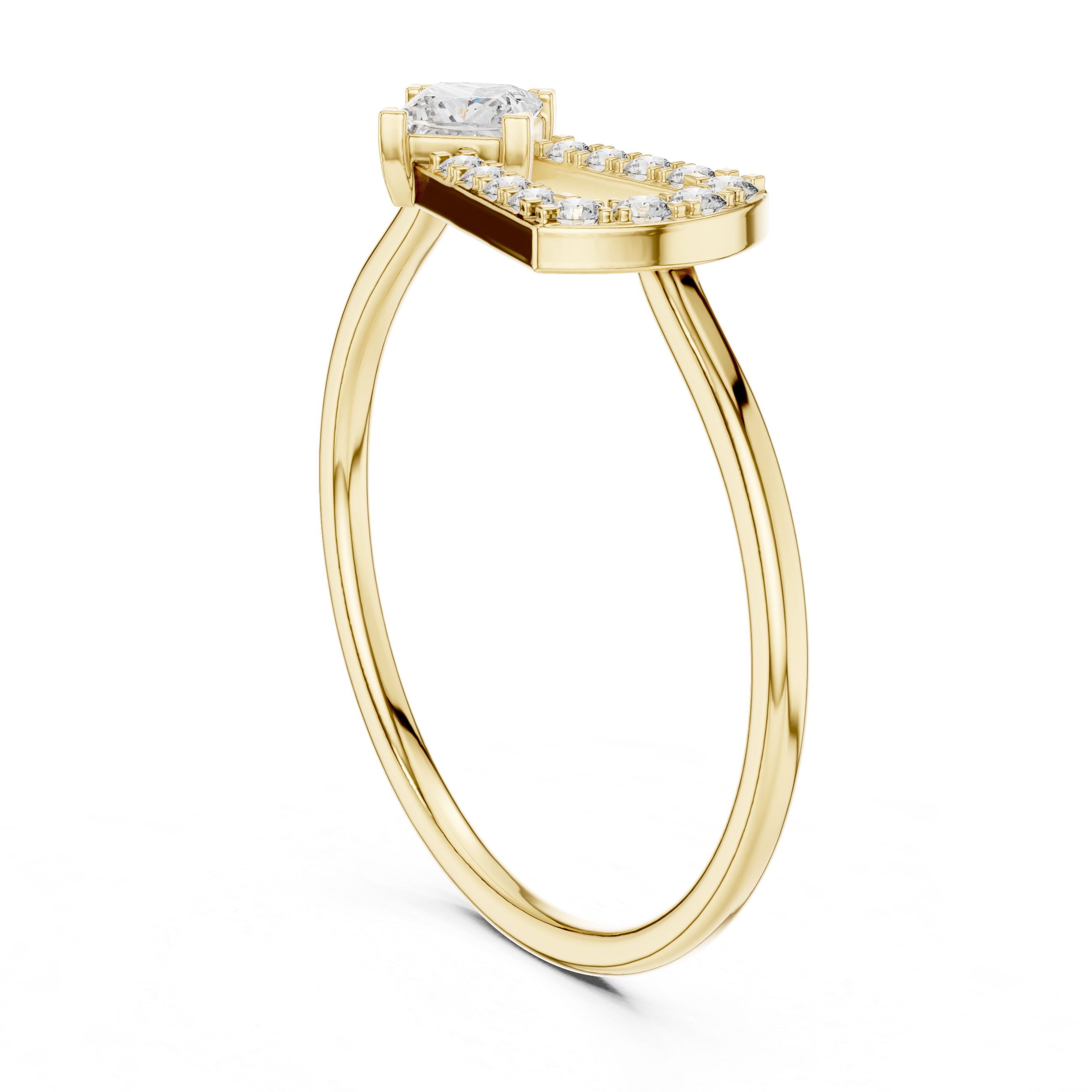 Princess Cut Diamond Open Geometric Ring – Modern Art Deco Statement Ring