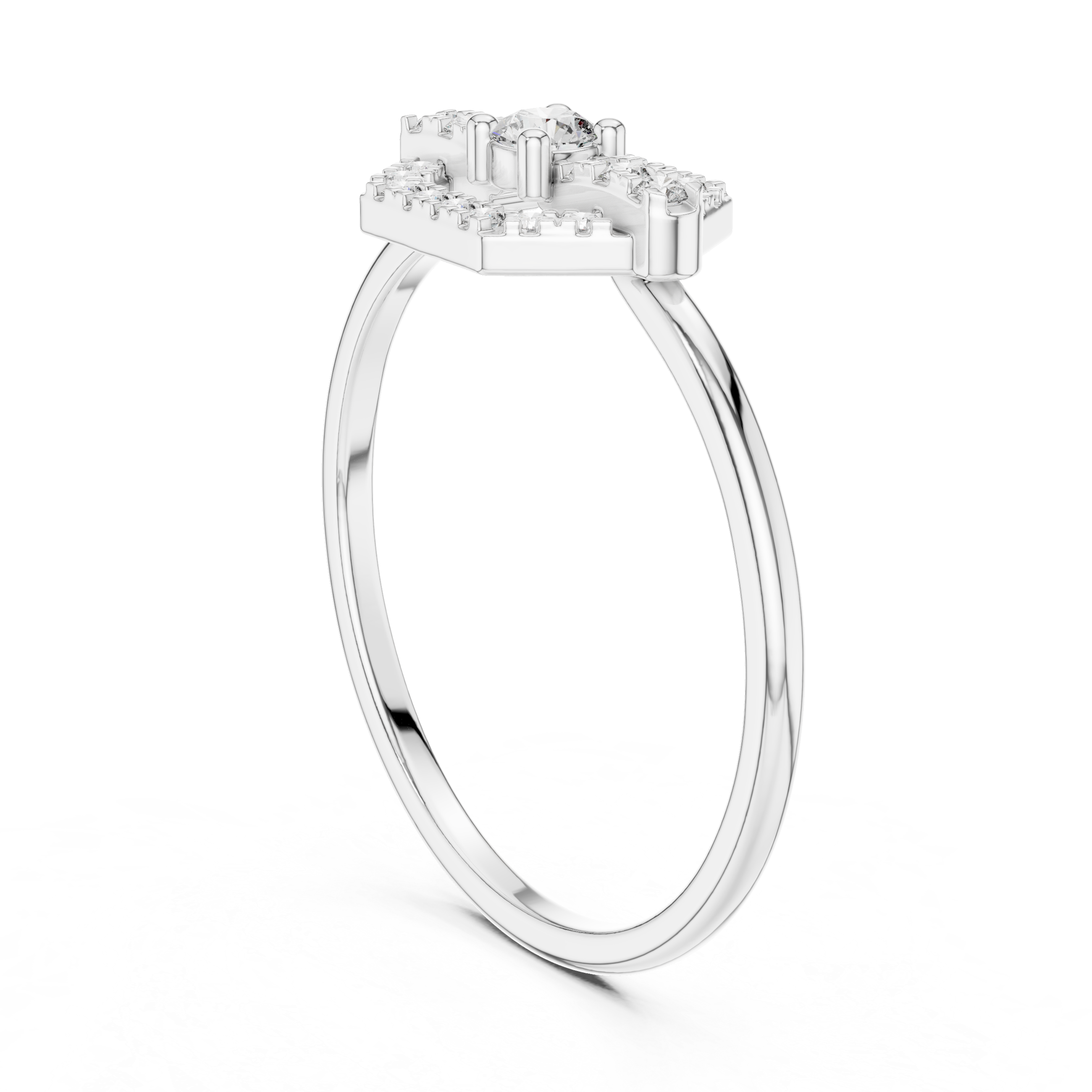 Hexagon Halo Diamond Ring – Art Deco Geometric Engagement Ring