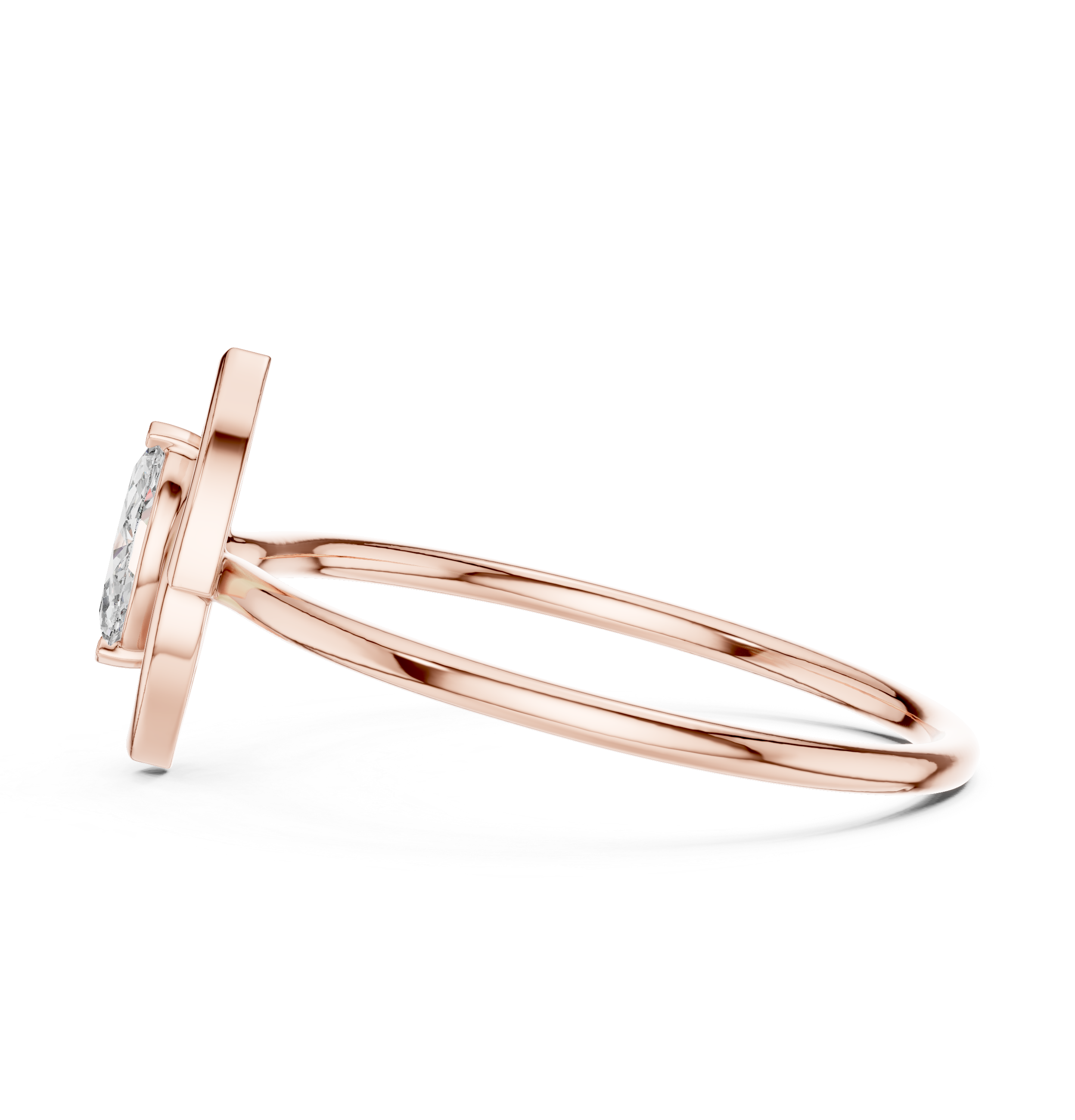 Marquise Diamond Open Frame Ring – Minimalist Geometric Solitaire Ring