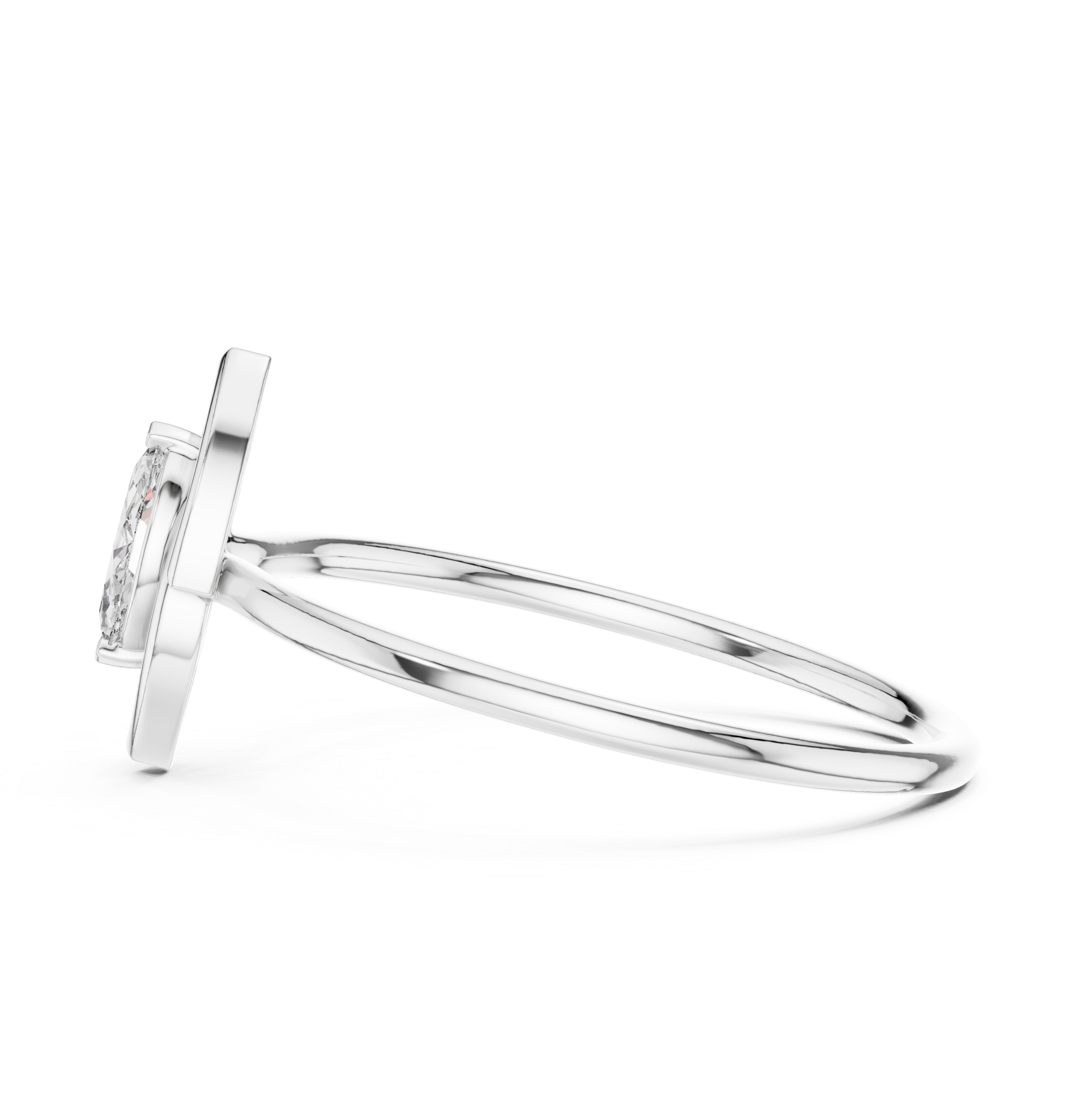 Marquise Diamond Open Frame Ring – Minimalist Geometric Solitaire Ring