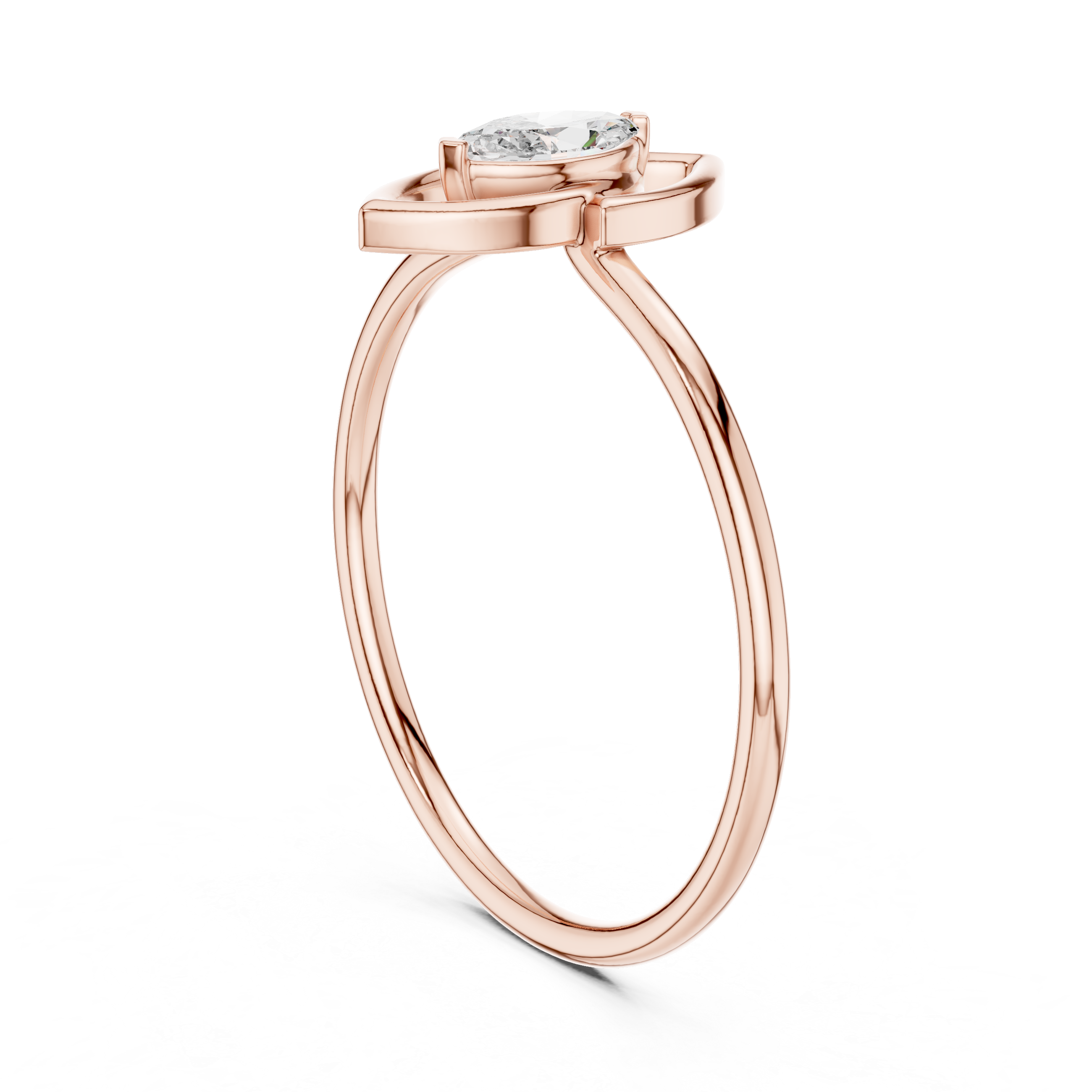 Marquise Diamond Open Frame Ring – Minimalist Geometric Solitaire Ring
