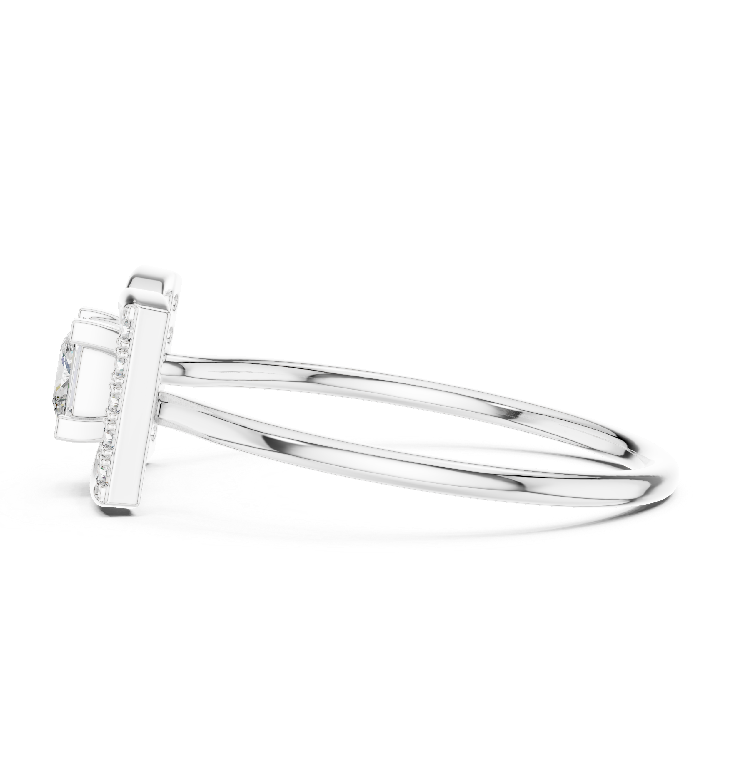 Princess Cut Diamond Bow Ring – Minimalist Geometric Statement Ring