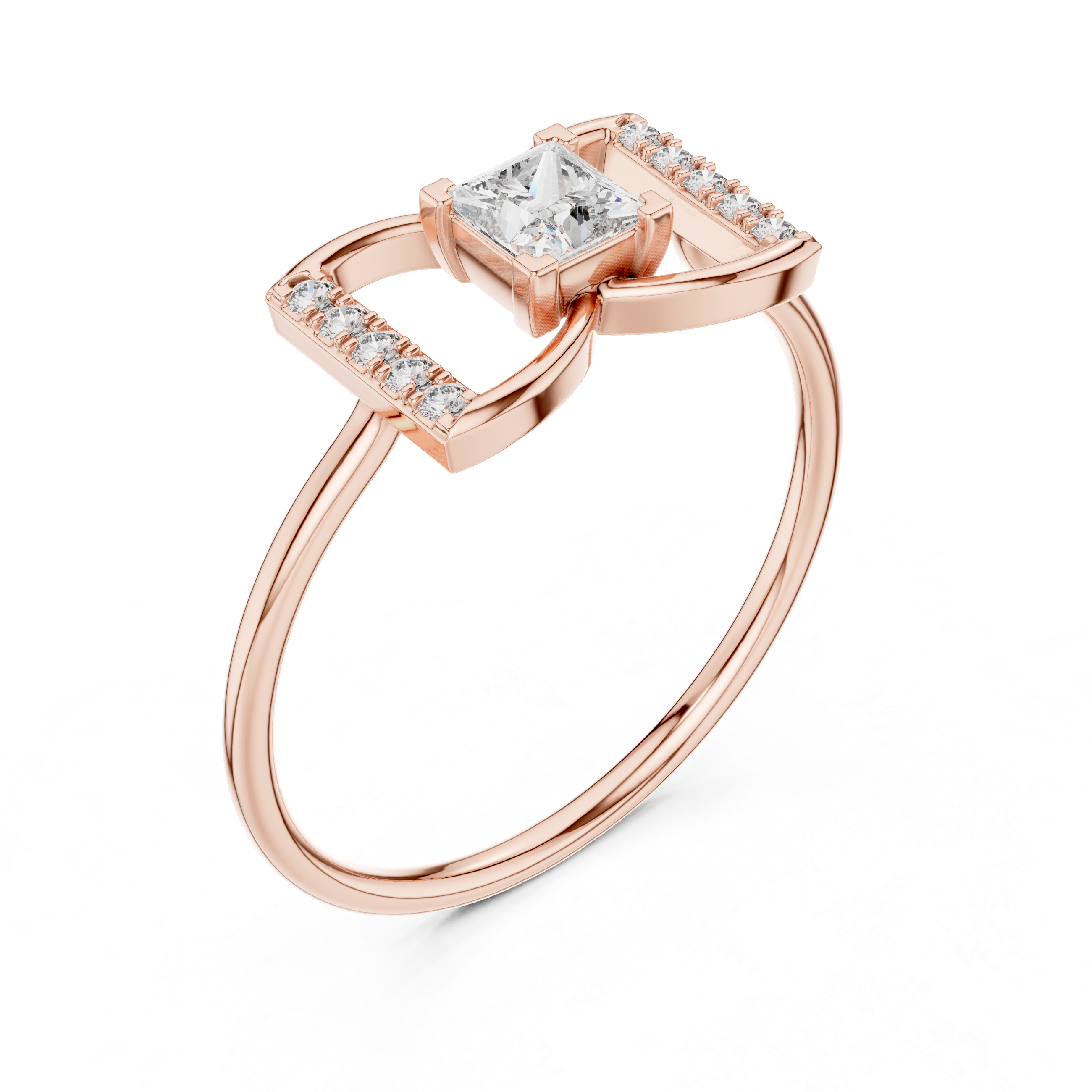 Princess Cut Diamond Bow Ring – Minimalist Geometric Statement Ring