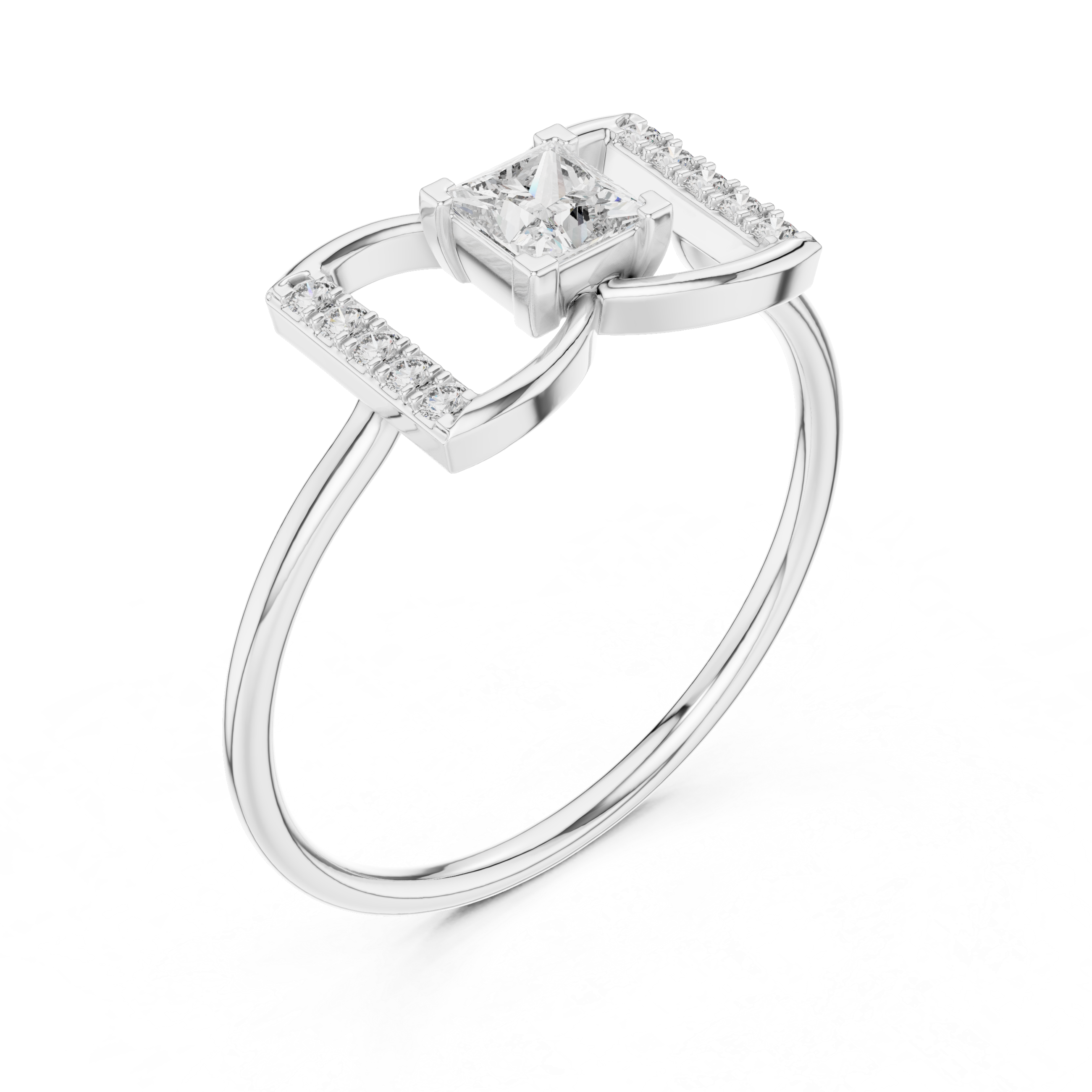 Princess Cut Diamond Bow Ring – Minimalist Geometric Statement Ring