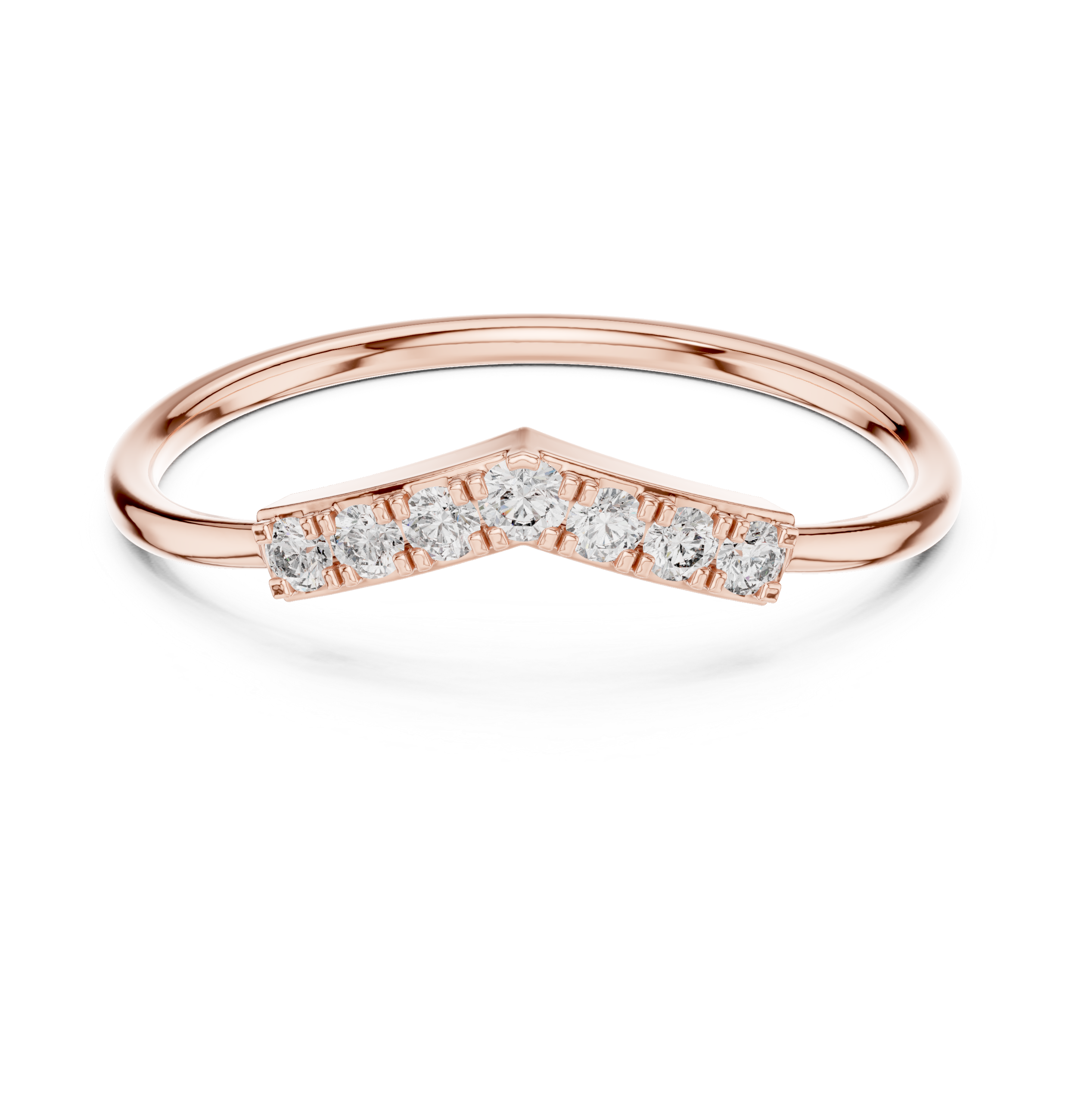 Minimalist Chevron Diamond Ring – Delicate V-Shaped Stackable Wedding Band