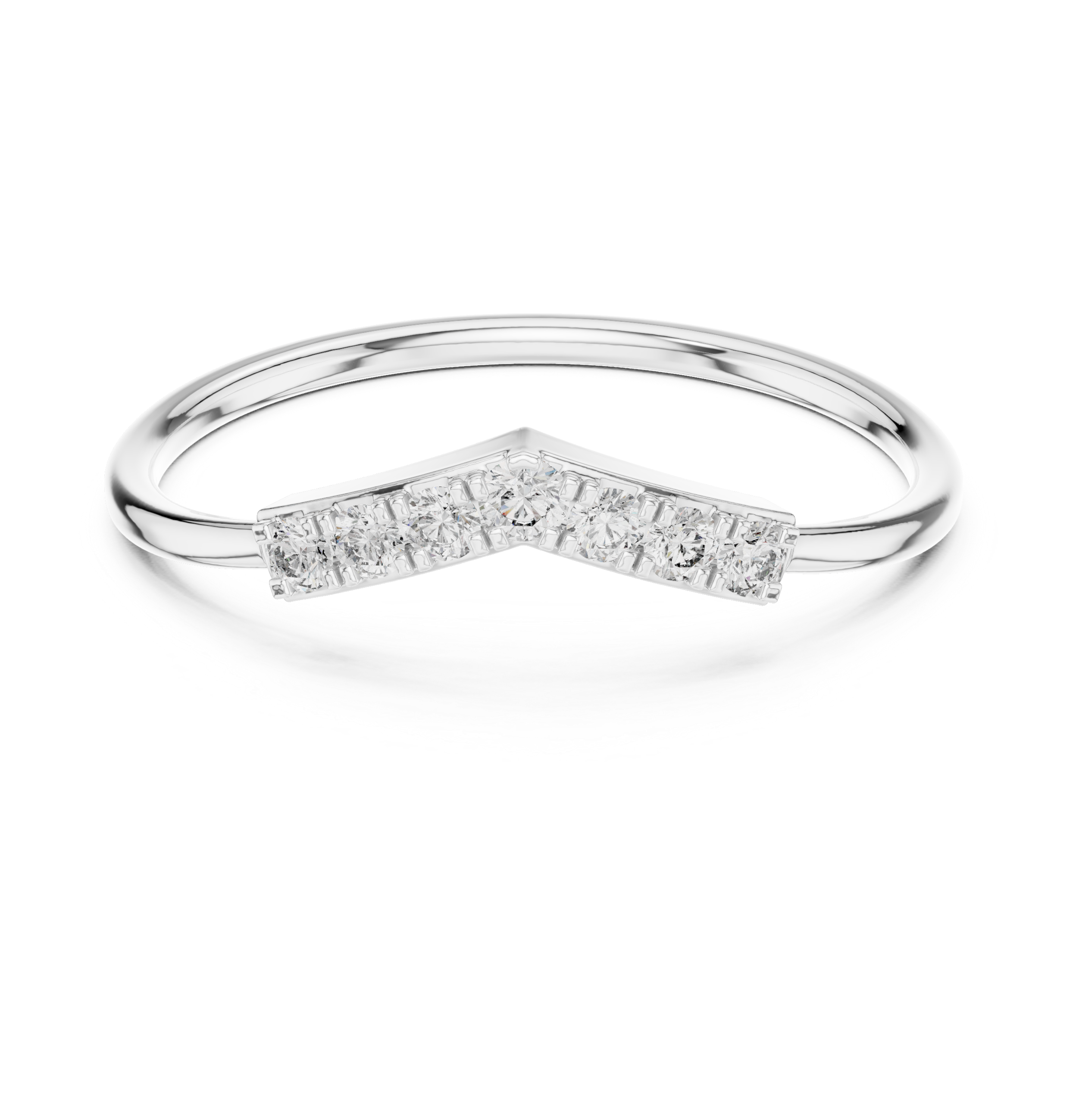 Minimalist Chevron Diamond Ring – Delicate V-Shaped Stackable Wedding Band