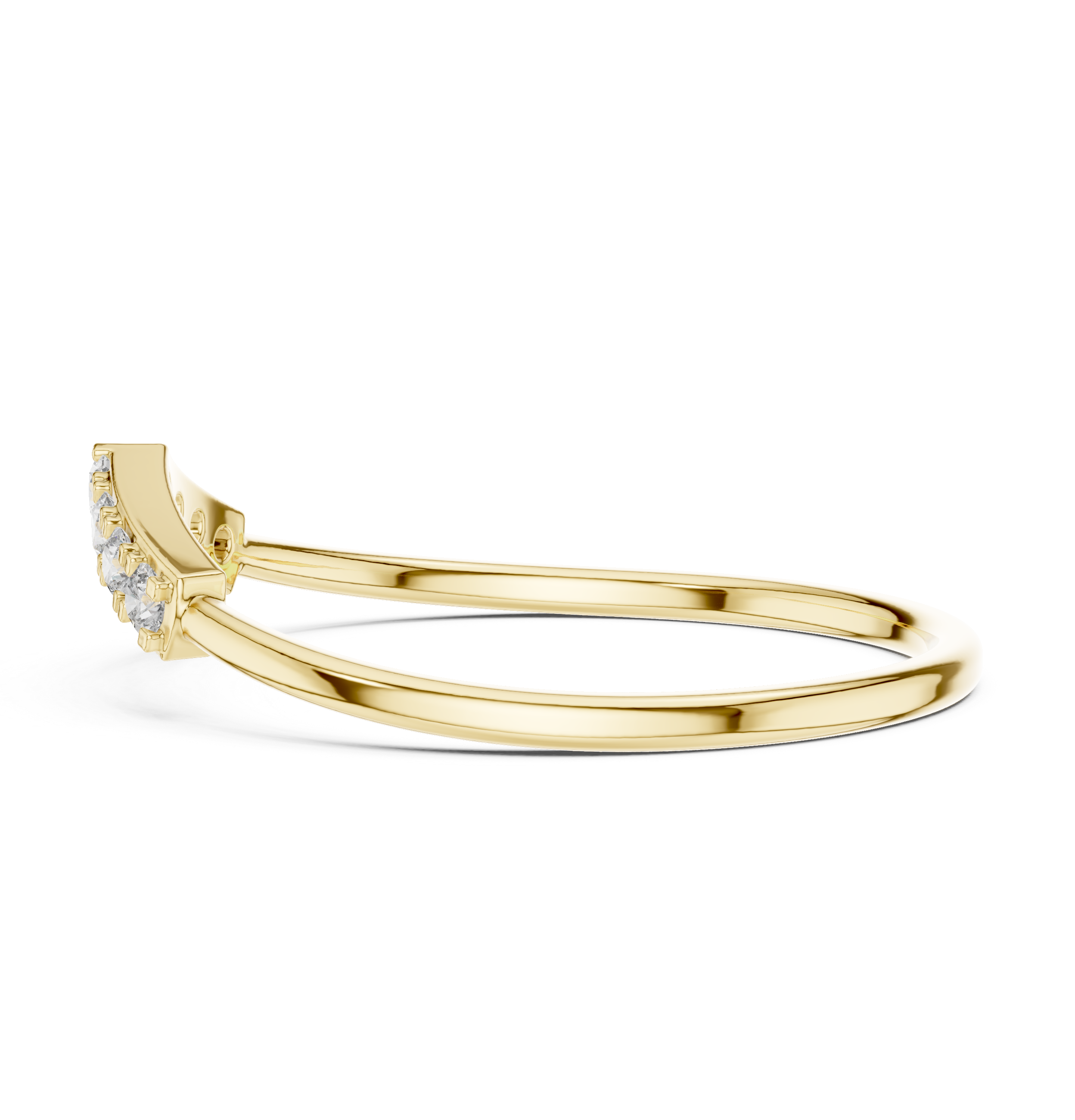 Minimalist Chevron Diamond Ring – Delicate V-Shaped Stackable Wedding Band