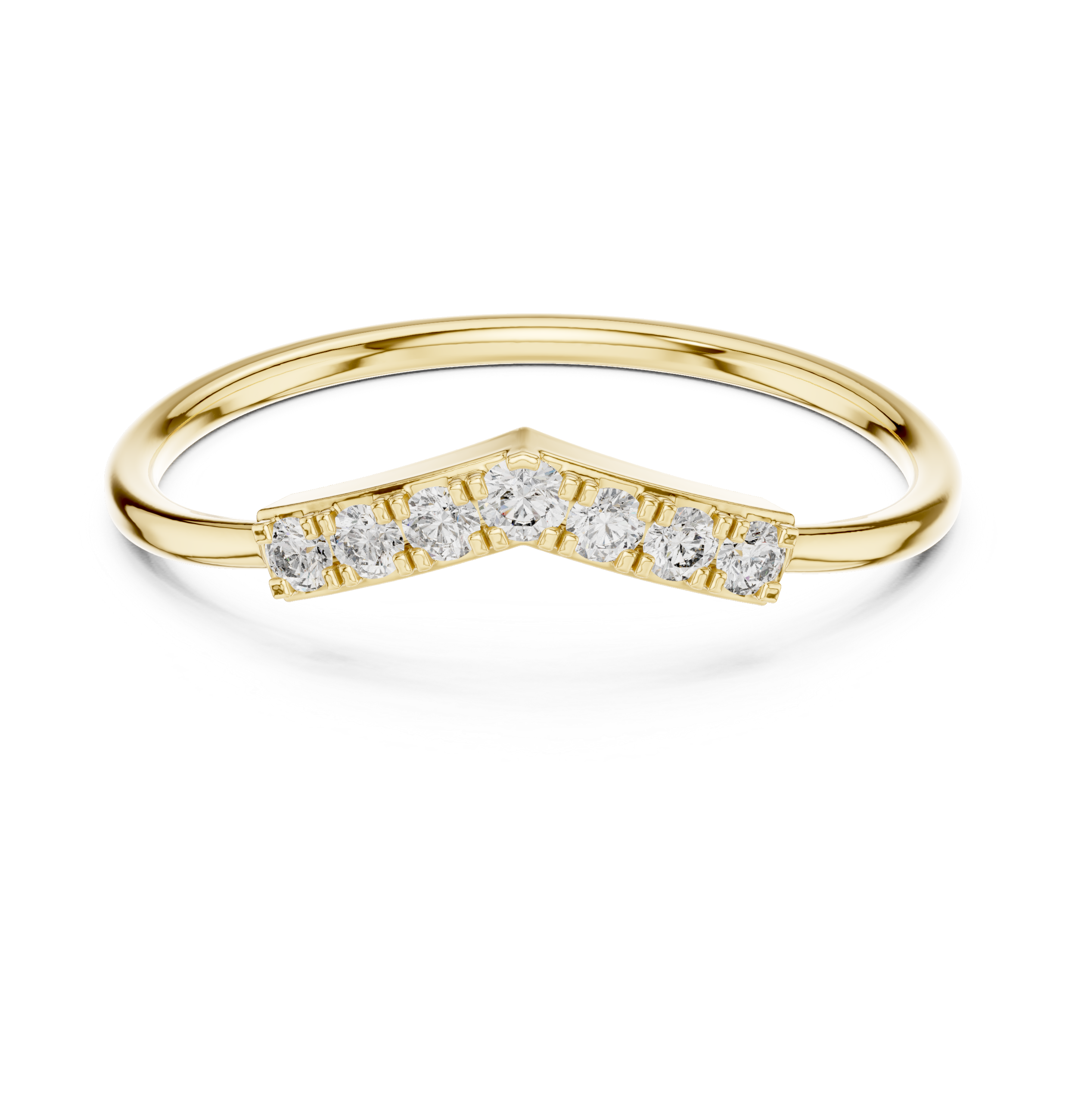 Minimalist Chevron Diamond Ring – Delicate V-Shaped Stackable Wedding Band