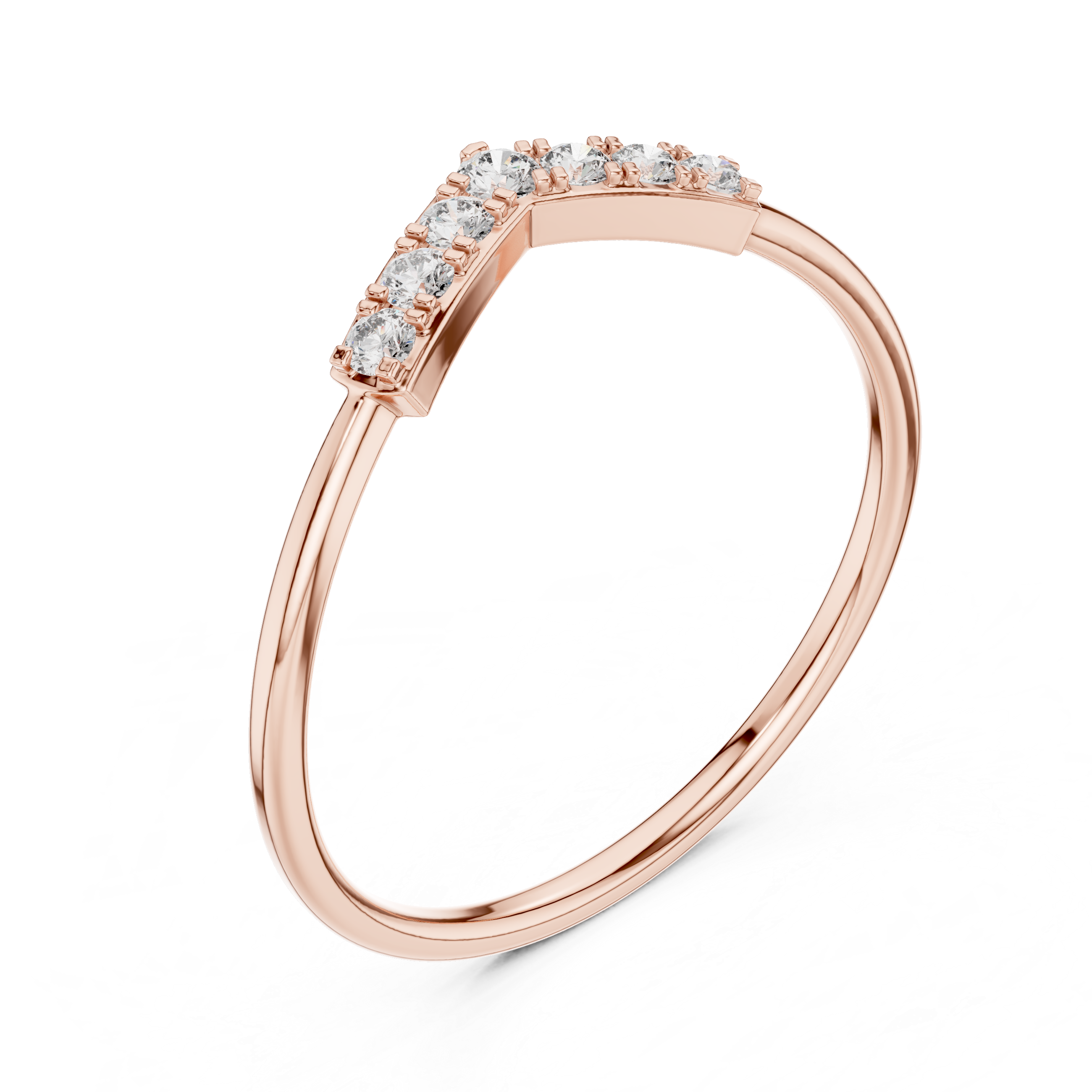 Minimalist Chevron Diamond Ring – Delicate V-Shaped Stackable Wedding Band