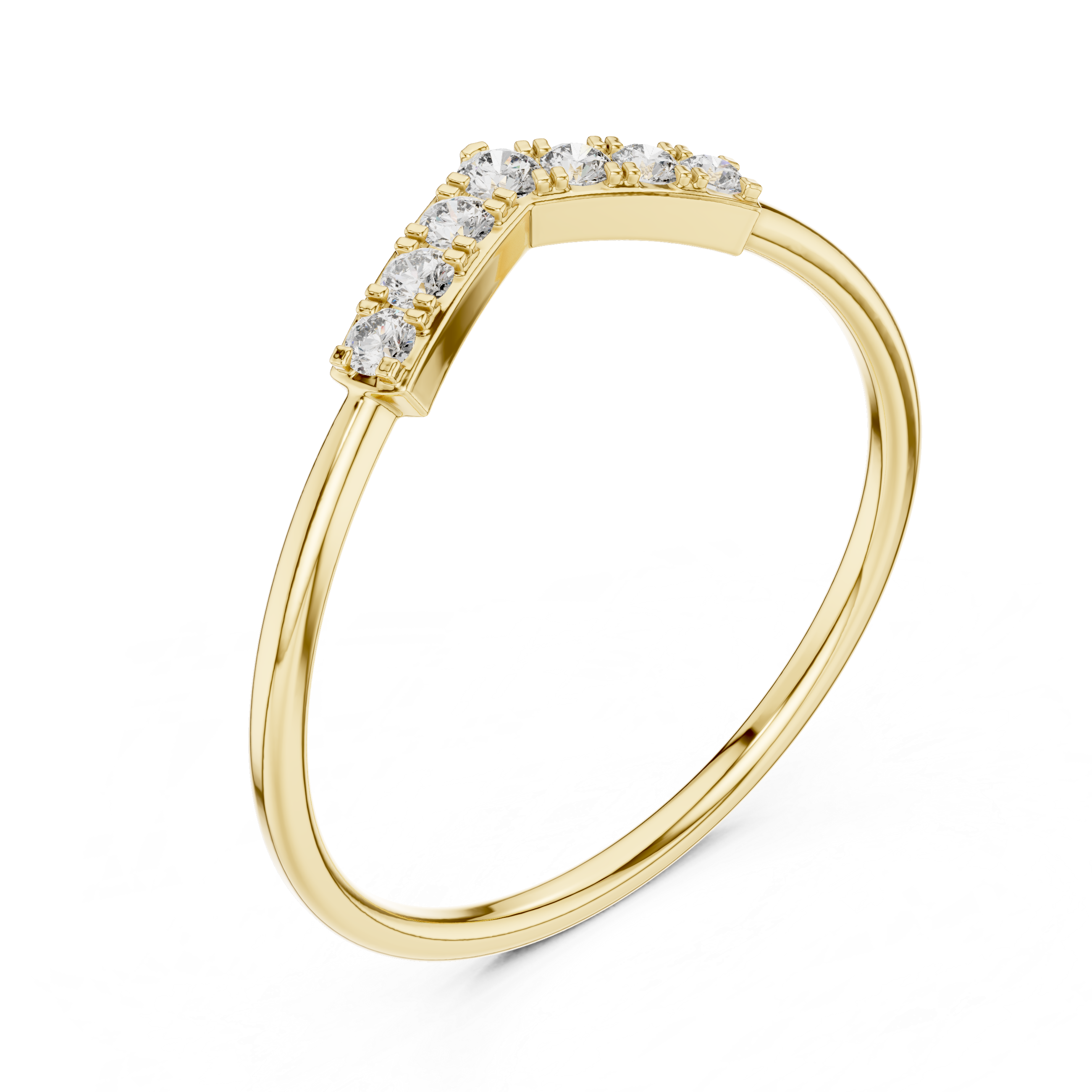 Minimalist Chevron Diamond Ring – Delicate V-Shaped Stackable Wedding Band