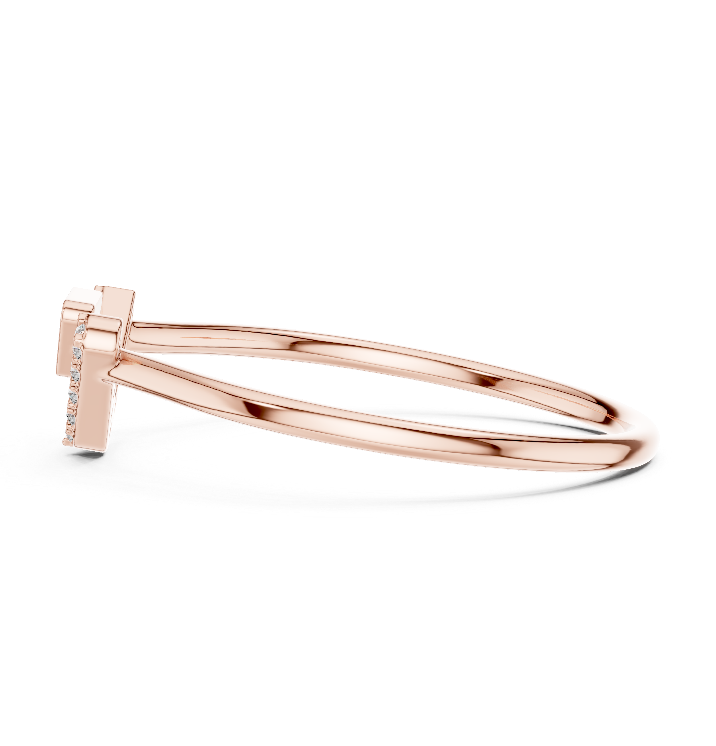 Geometric Chevron Diamond Ring – Minimalist V-Shaped Pavé Band