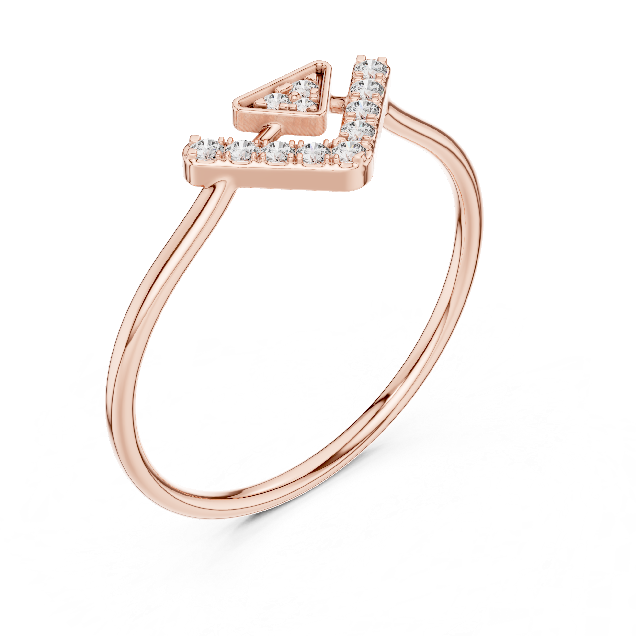 Geometric Chevron Diamond Ring – Minimalist V-Shaped Pavé Band