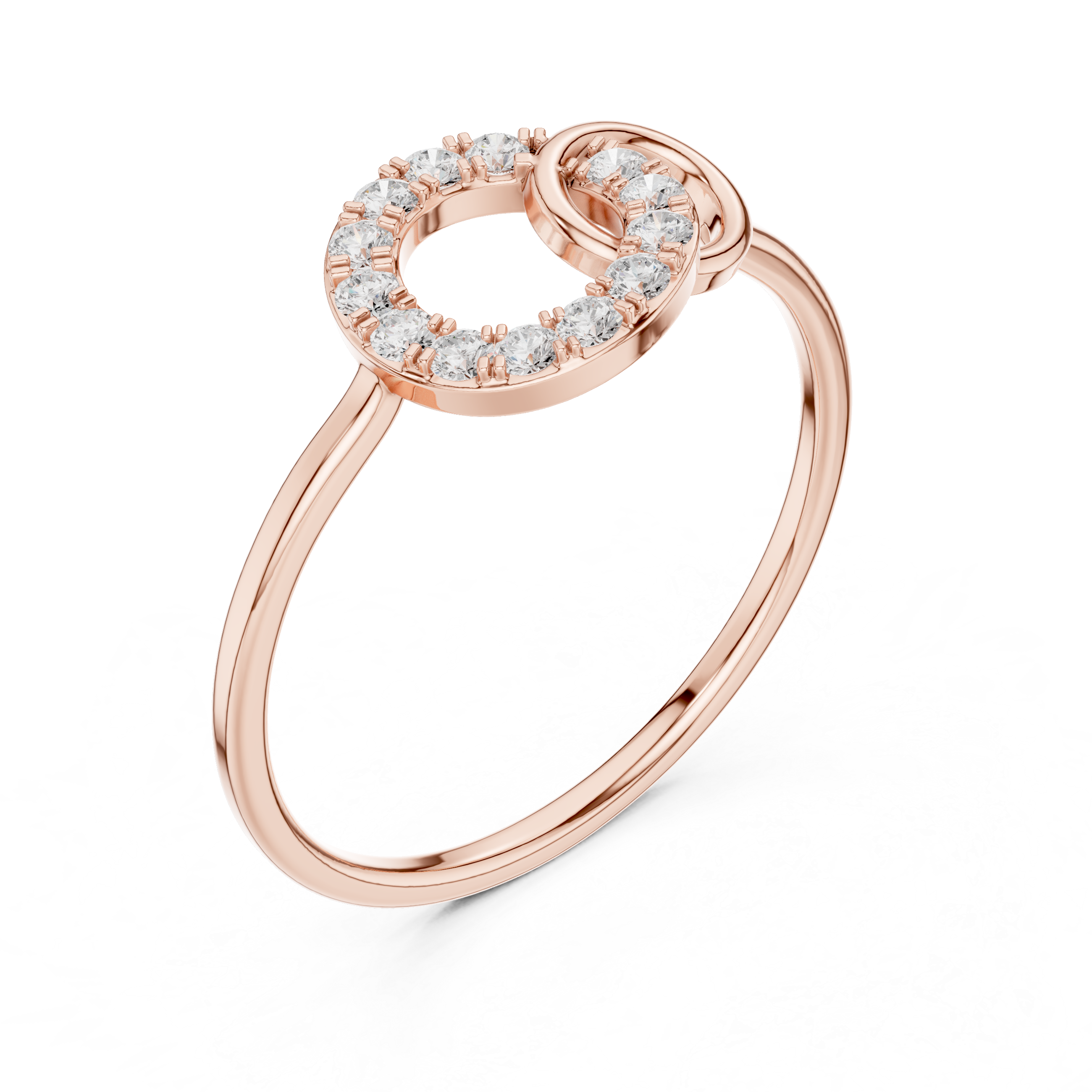 Interlocking Circle Diamond Ring – Modern Open Circle Pavé Ring
